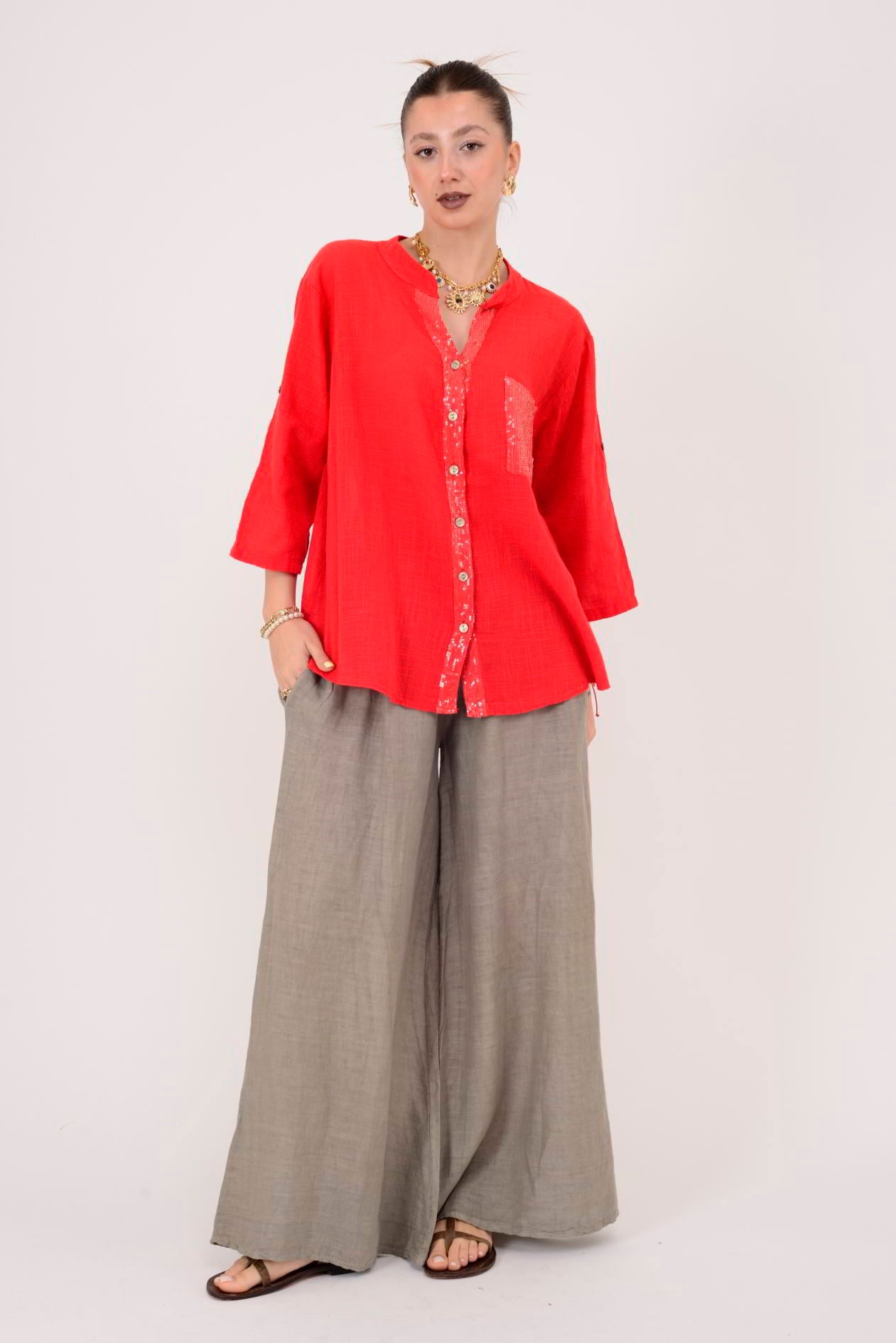 A0185 PAYET DETAYLI GÖMLEK