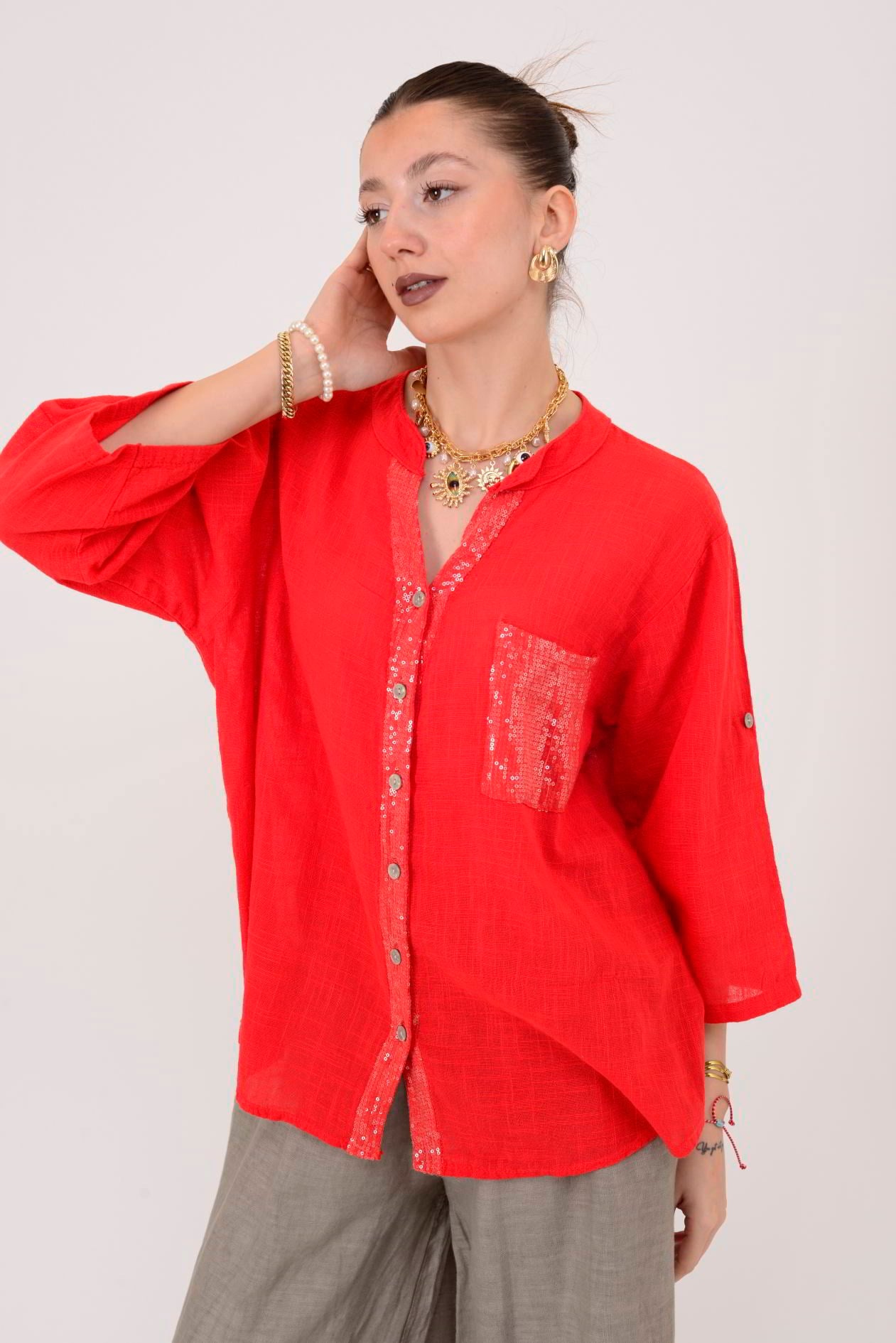 A0185 PAYET DETAYLI GÖMLEK