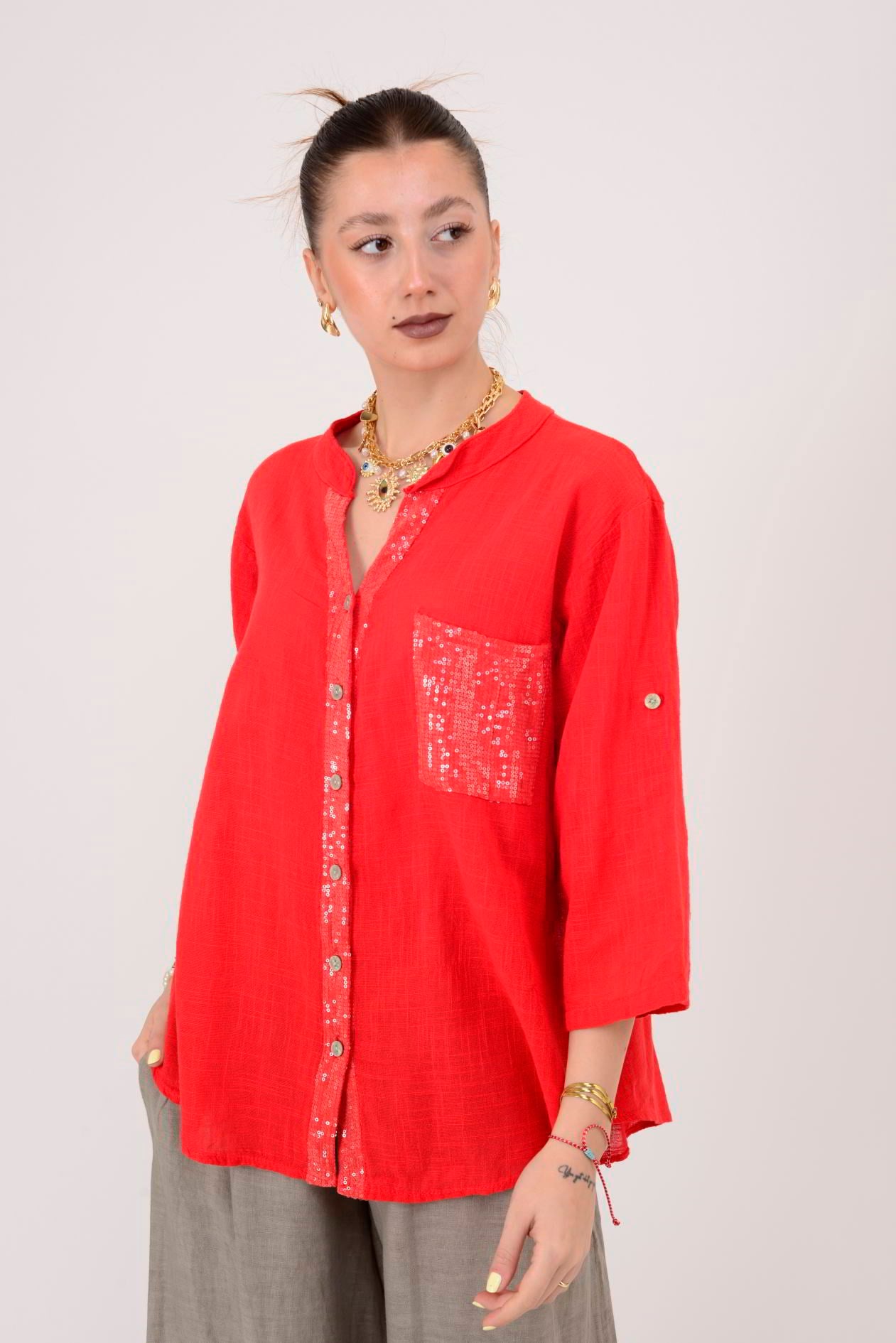 A0185 PAYET DETAYLI GÖMLEK