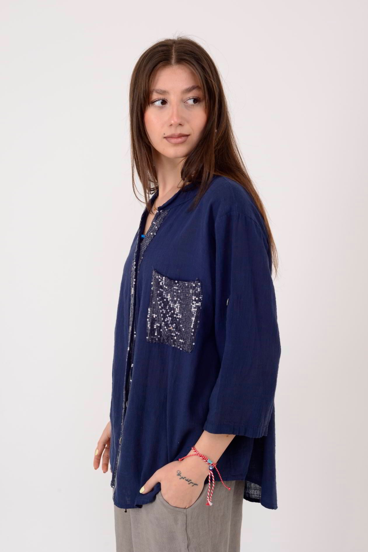 A0185 PAYET DETAYLI GÖMLEK