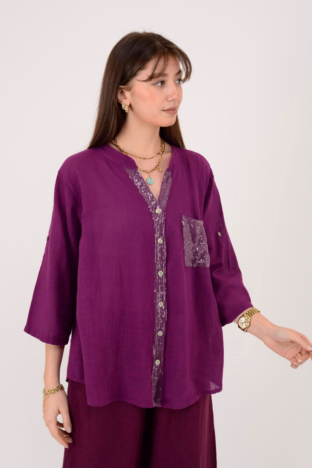 A0185 PAYET DETAYLI GÖMLEK