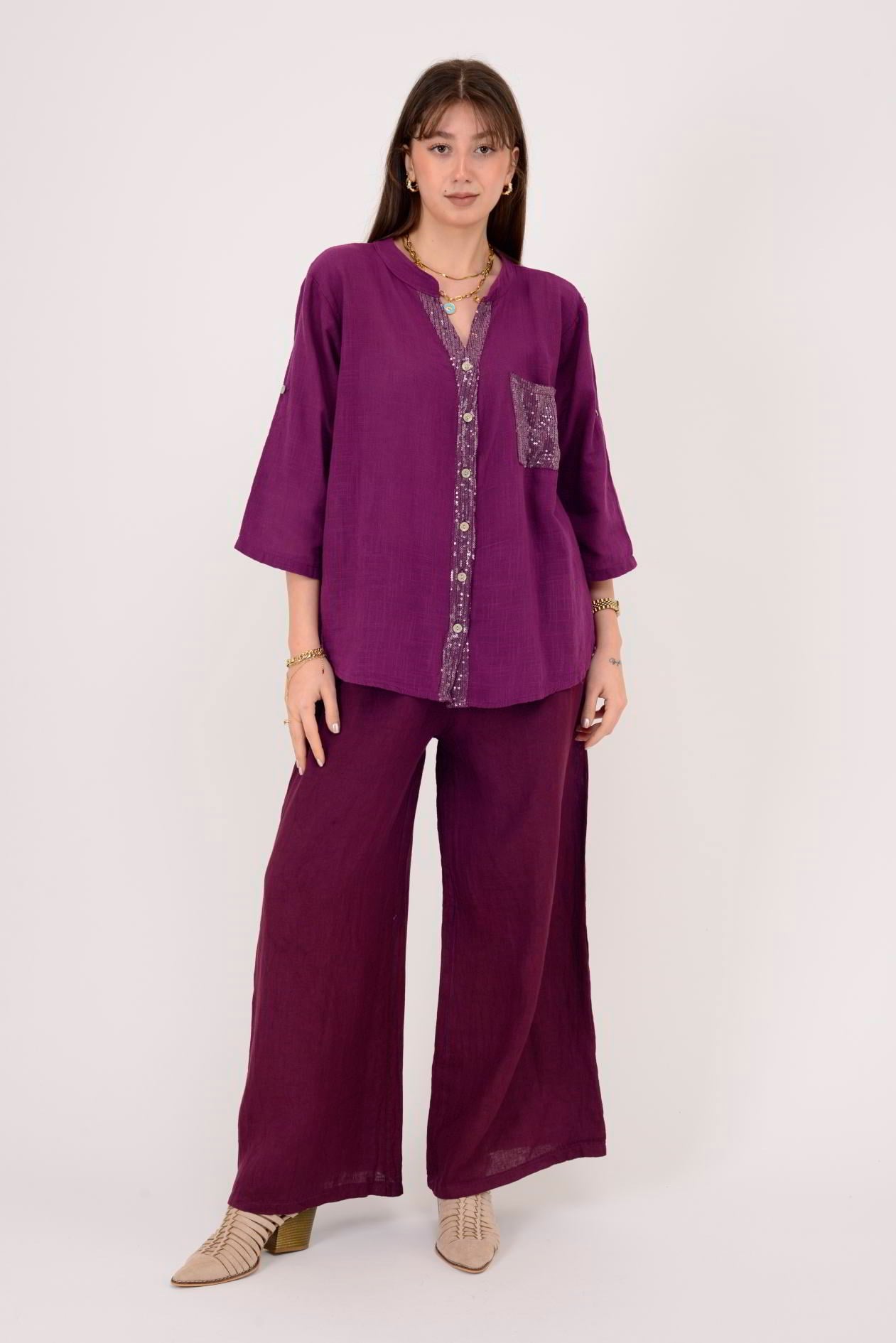 A0185 PAYET DETAYLI GÖMLEK