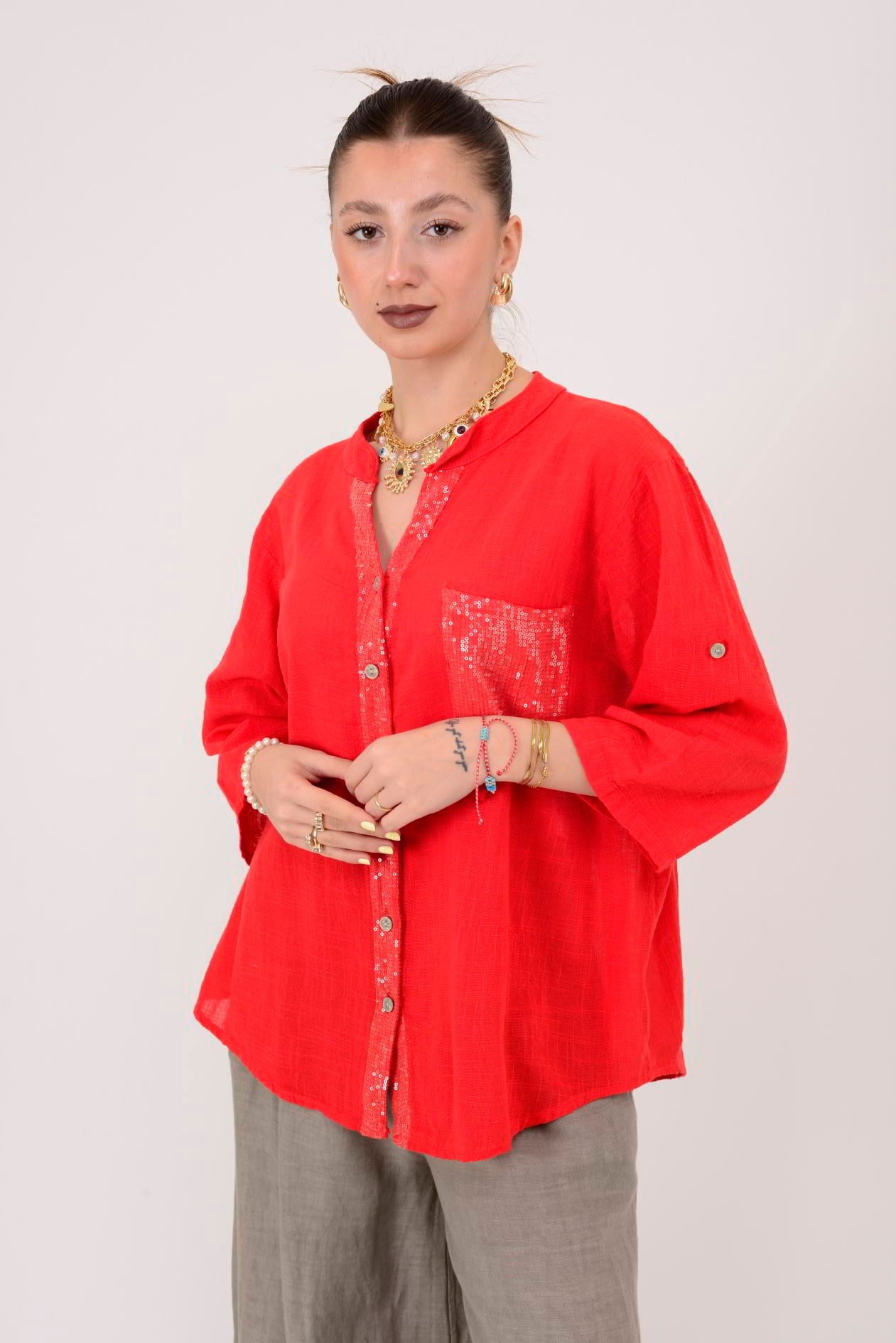 A0185 PAYET DETAYLI GÖMLEK