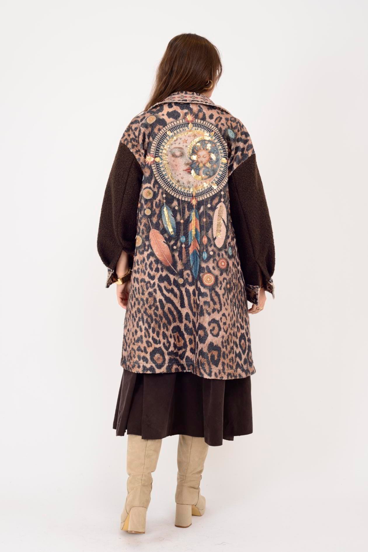 A3790 LEOPAR DETAY KEÇE KABAN