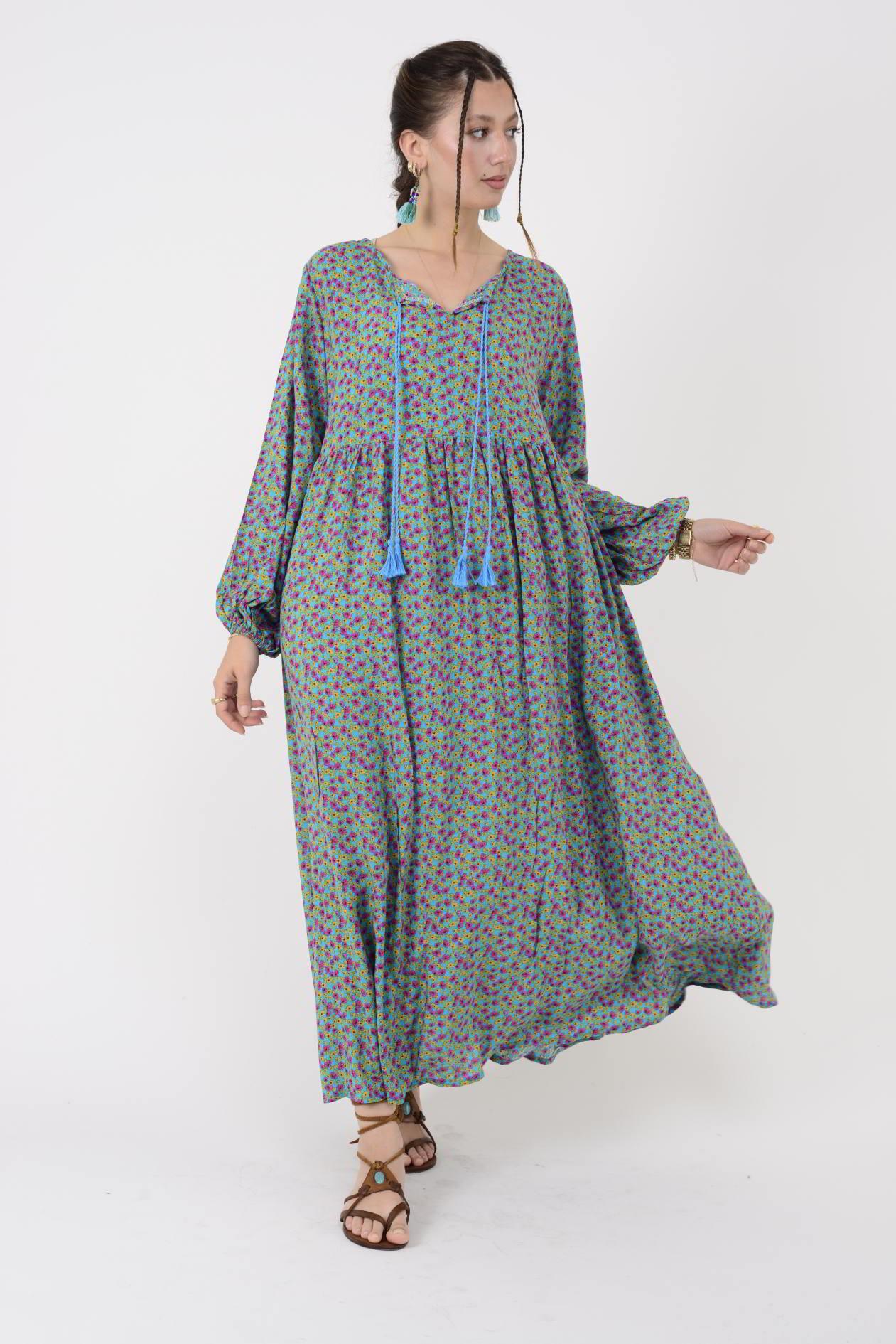 AN10494 PONPONLU ÇITIR DESEN ELBİSE