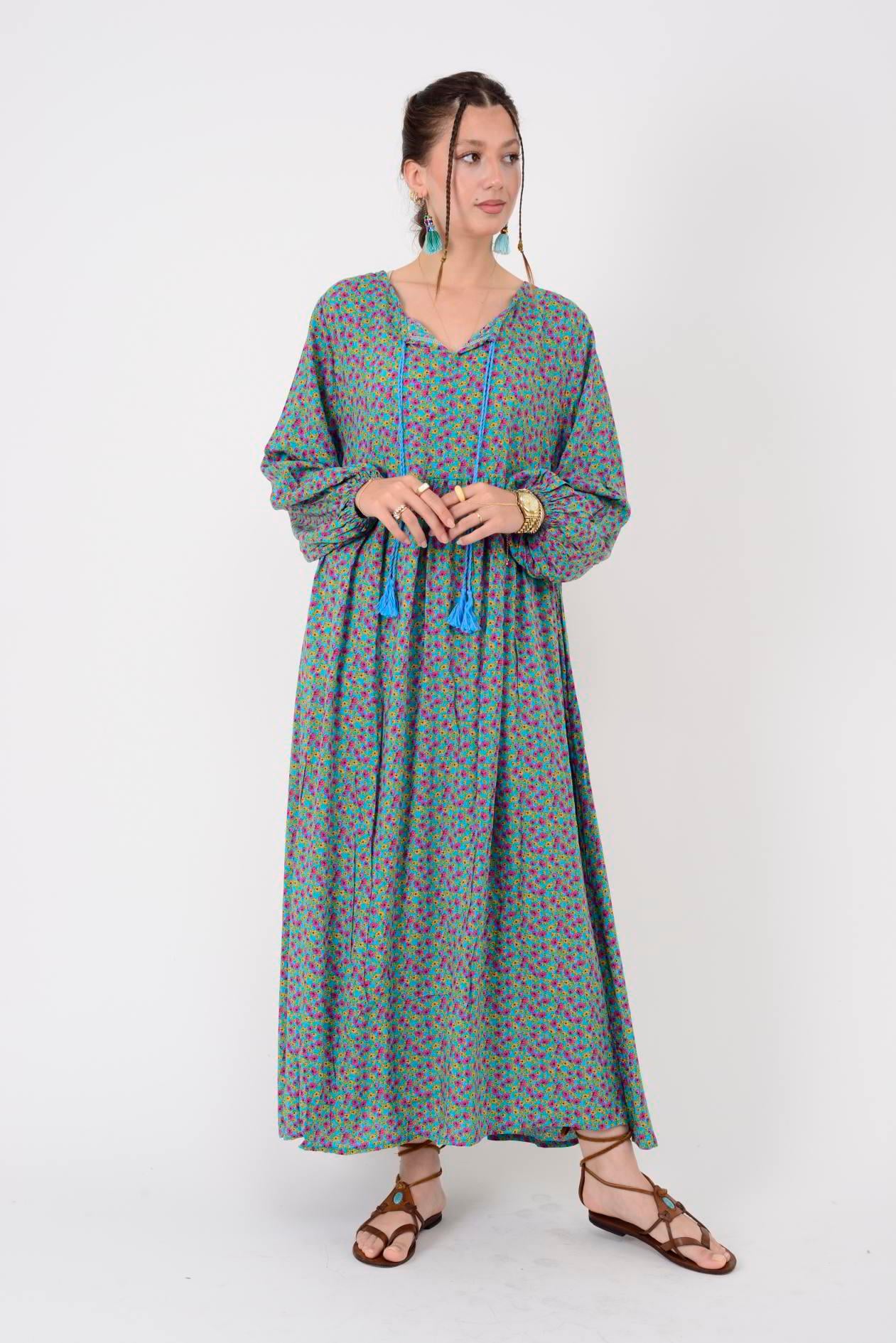 AN10494 PONPONLU ÇITIR DESEN ELBİSE