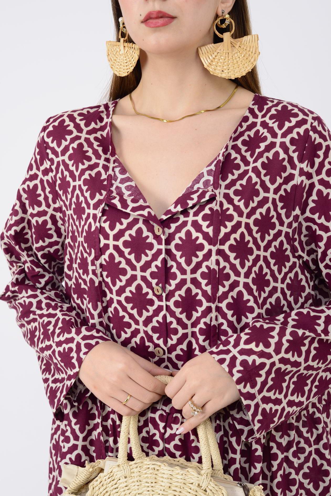 AN10504 MARIN DÜĞME DETAYLI VOLAN ELBİSE