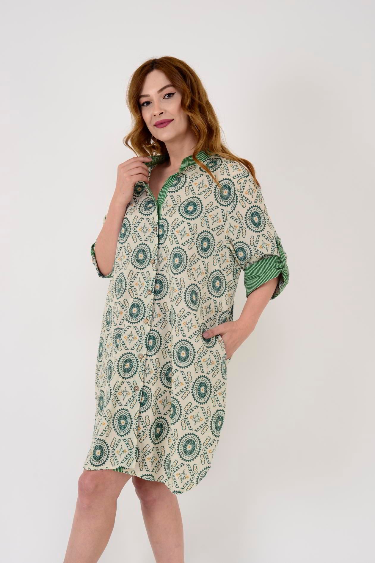 AN10557 GARNİ DETAYLI KISA ELBİSE