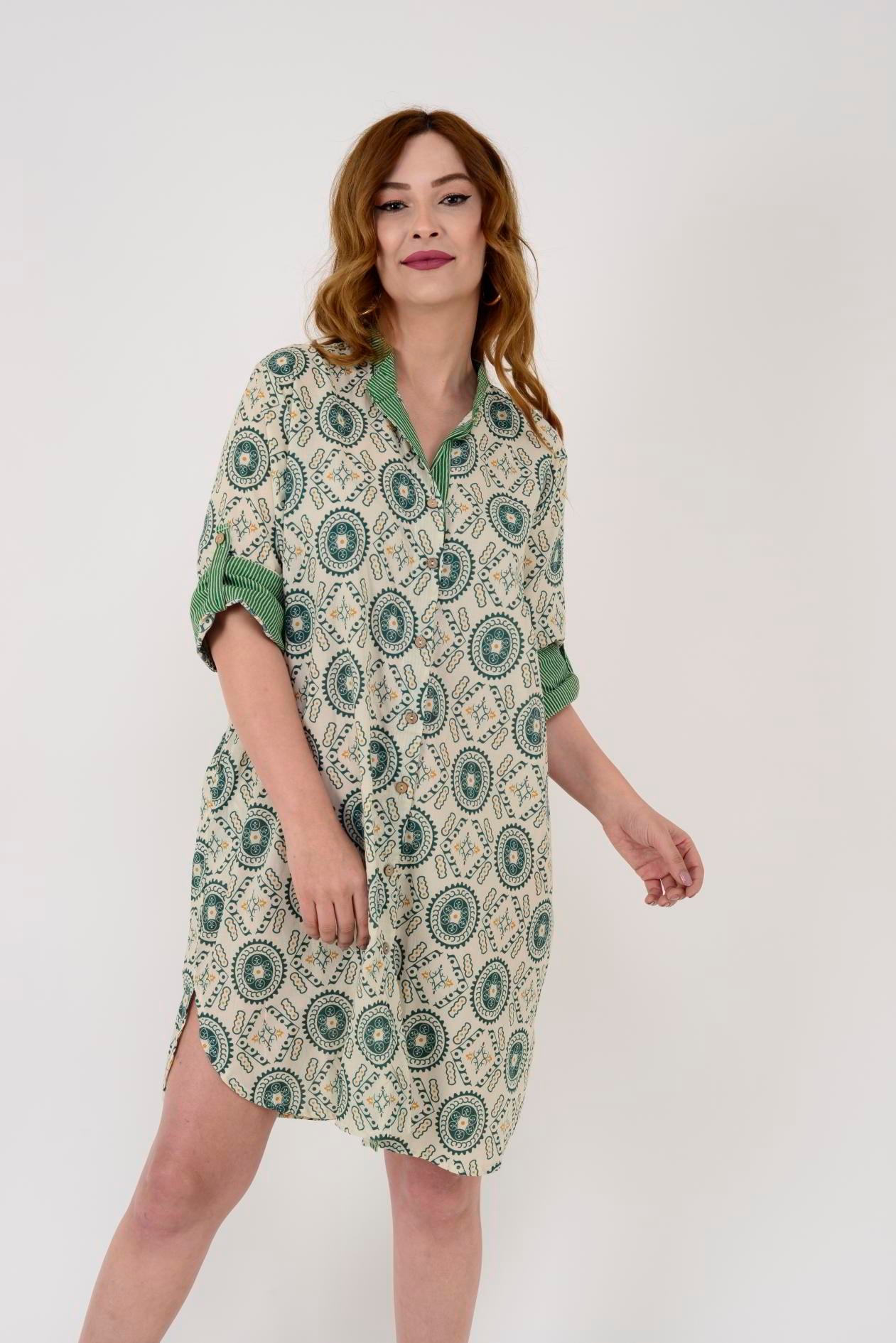 AN10557 GARNİ DETAYLI KISA ELBİSE