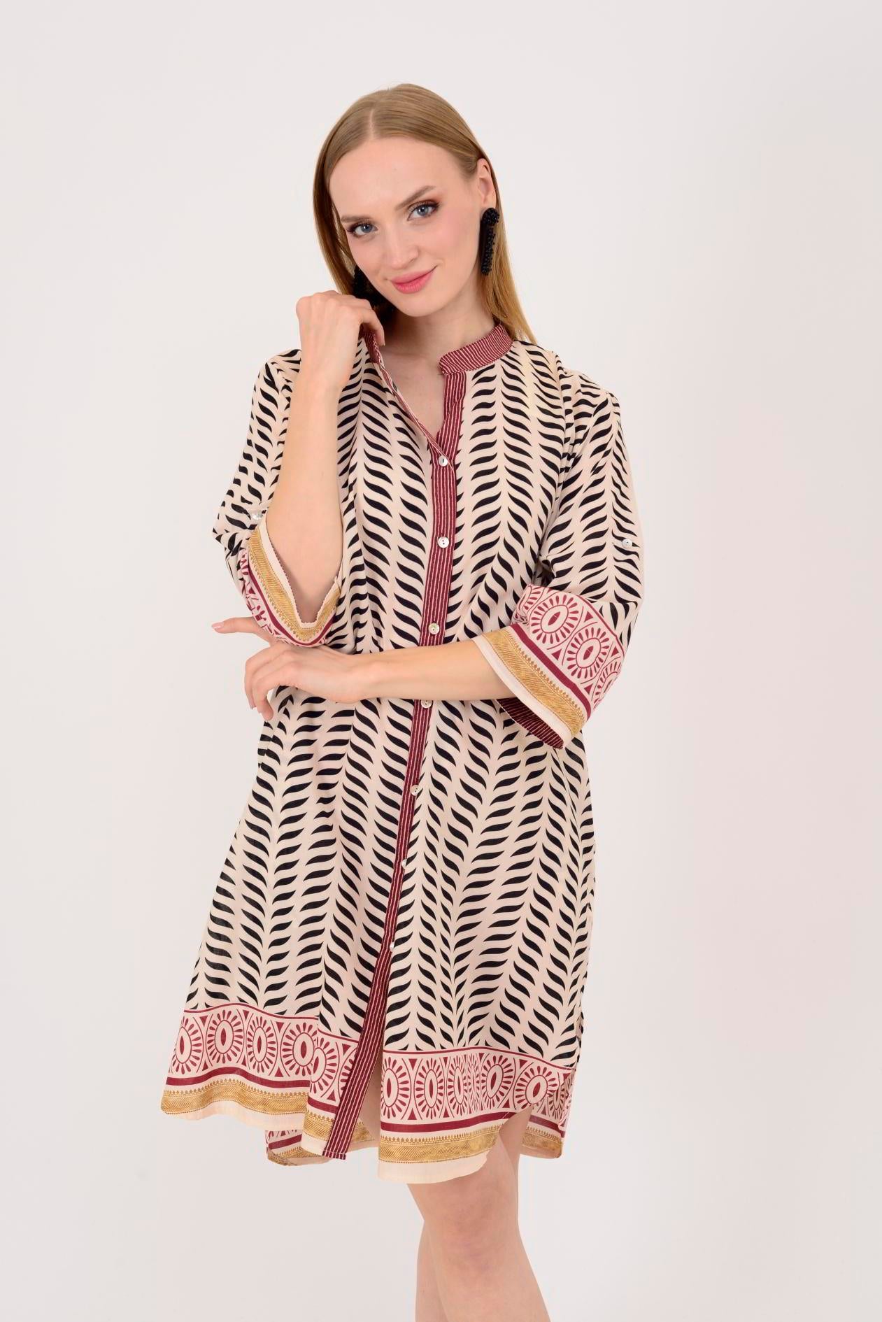 AN10557 MARIN GARNİ DETAYLI KISA ELBİSE