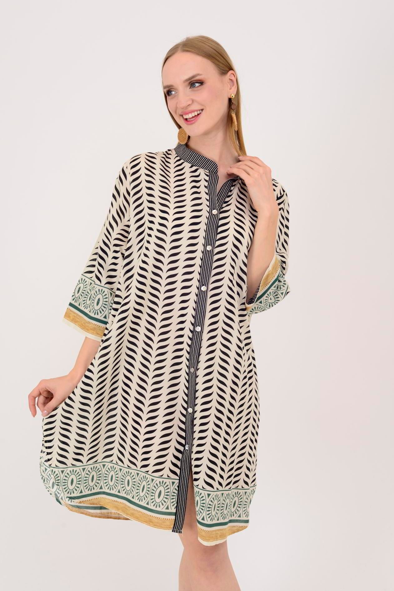 AN10557 MARIN GARNİ DETAYLI KISA ELBİSE