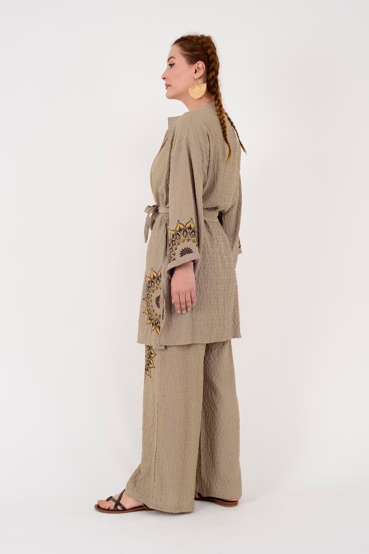 AN10624 MANDALA ÇİÇEK NAKIŞLI GOFRE BOHEM TAKIM