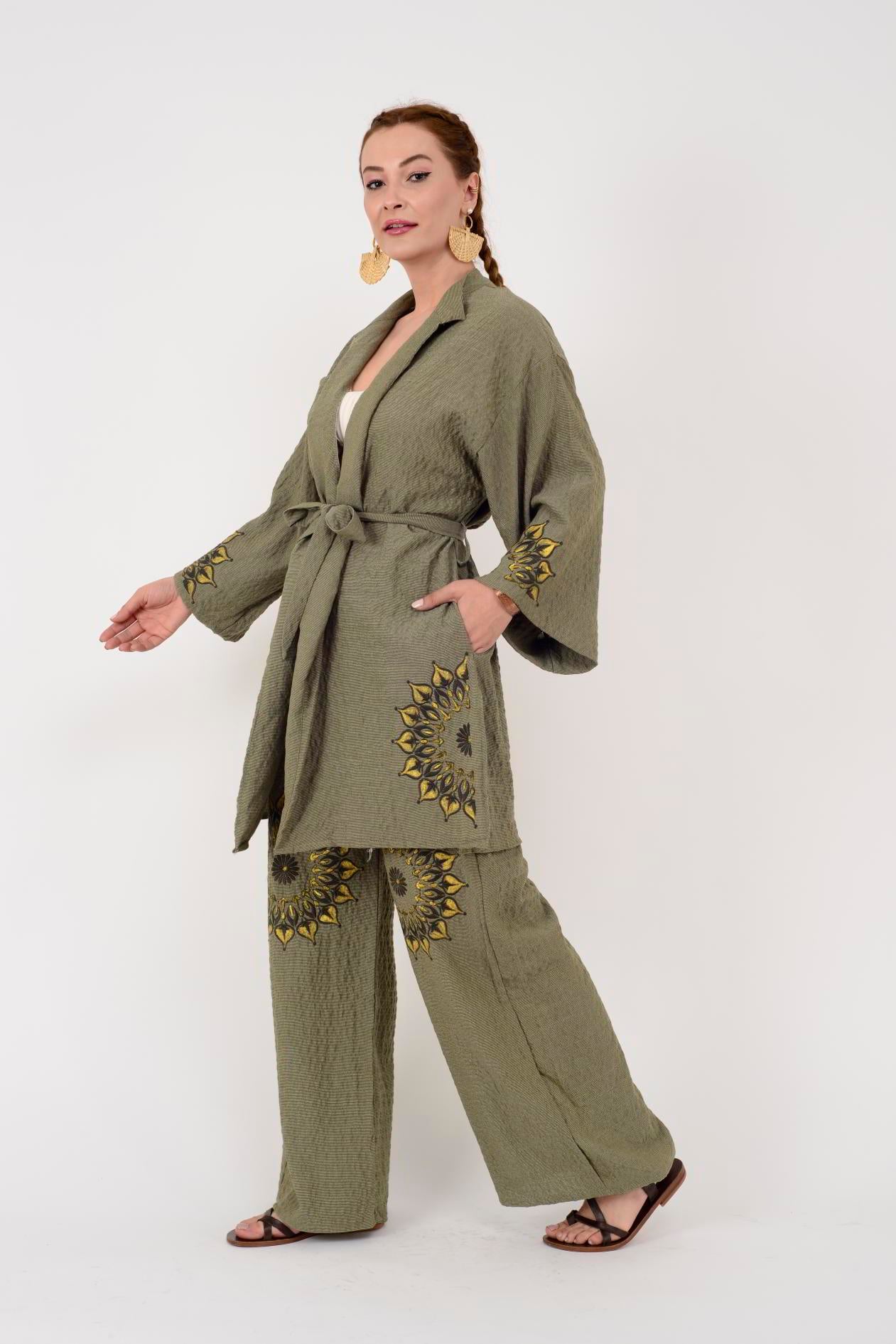 AN10624 MANDALA ÇİÇEK NAKIŞLI GOFRE BOHEM TAKIM
