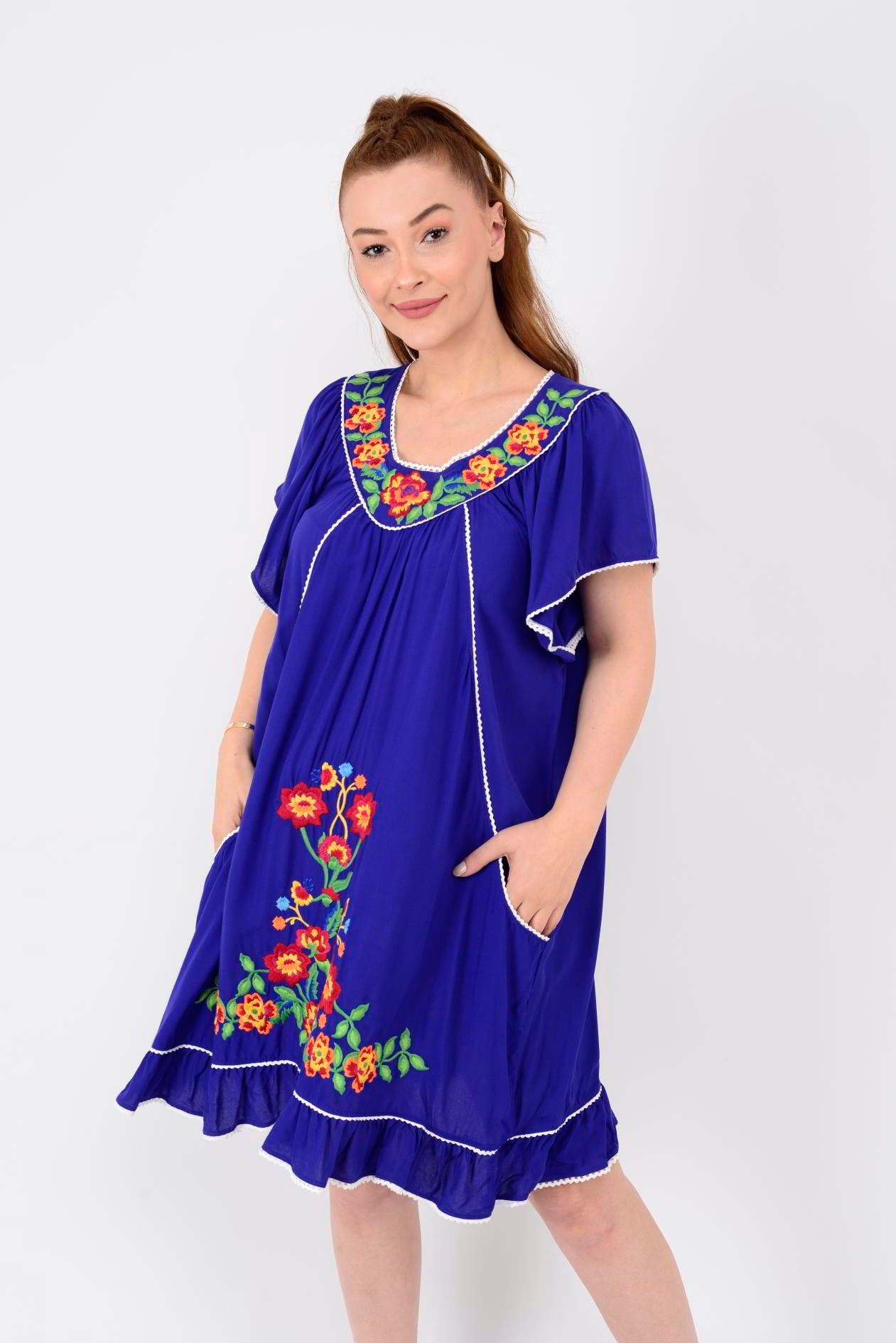 AN10697 NAKIŞ İŞLEMELİ KISA ELBİSE