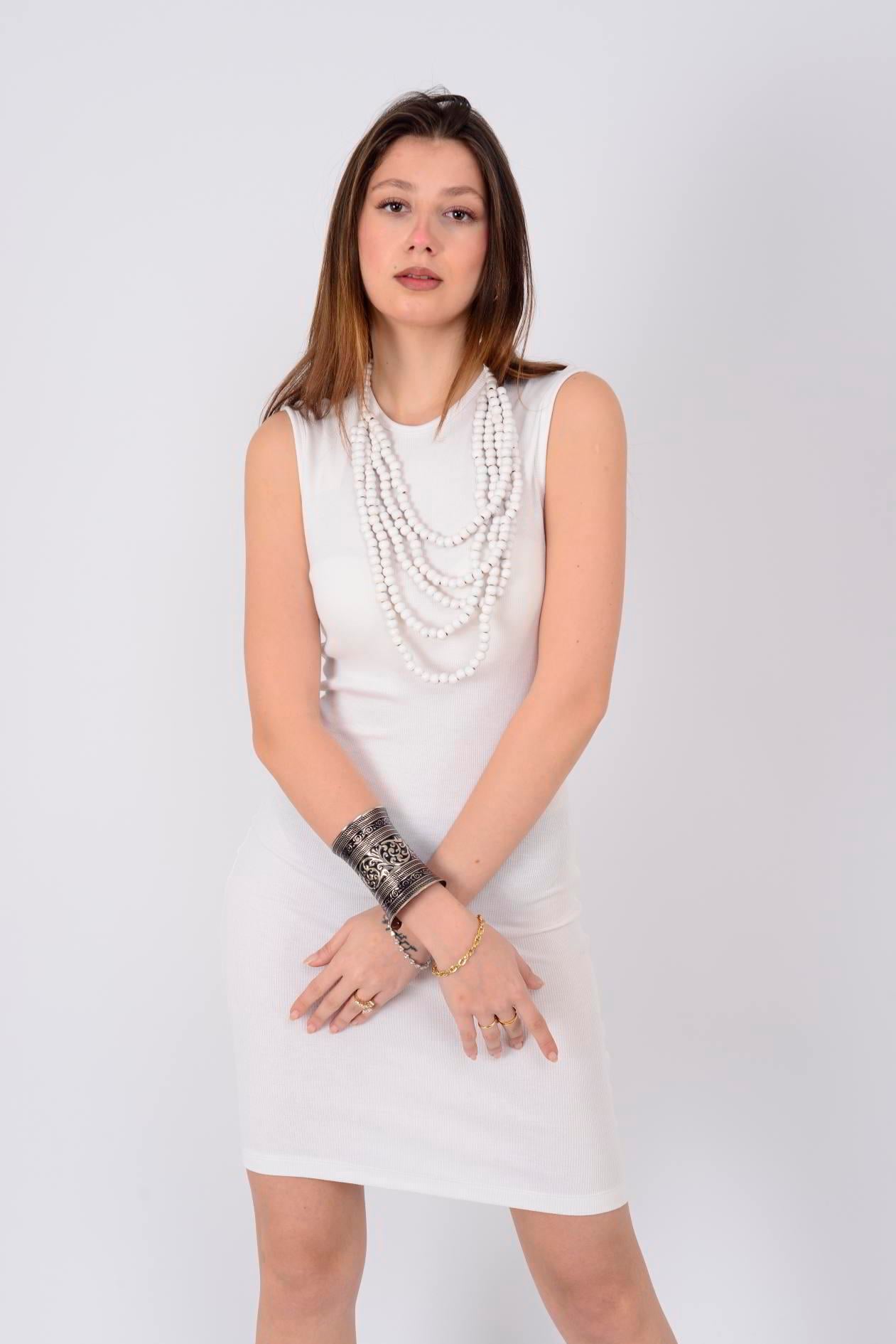 AN10730 FİTİLLİ KOLSUZ ELBİSE