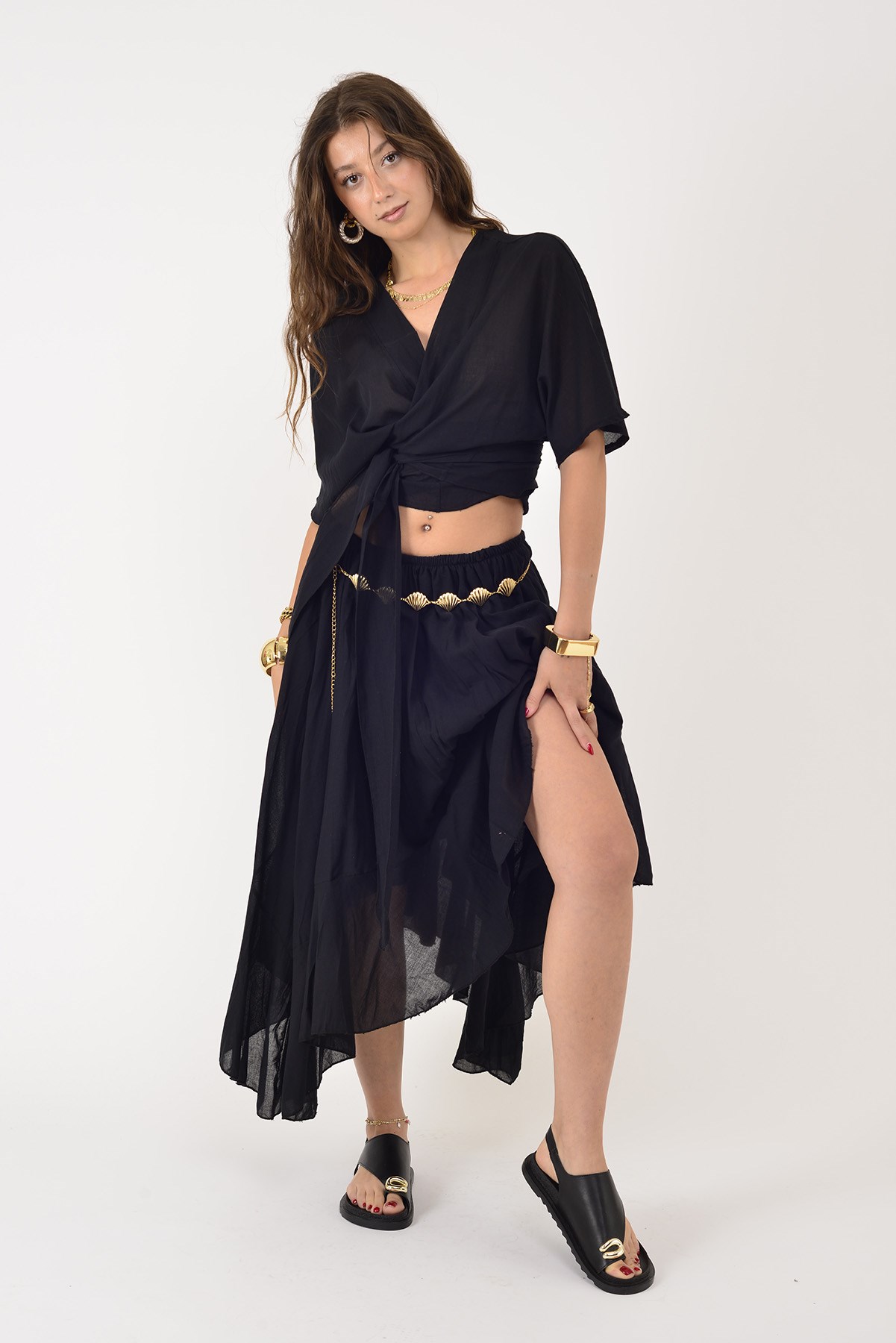 AN10746 STELLA BOLEROLU ASİMETRİK HAM BOHEM TAKIM