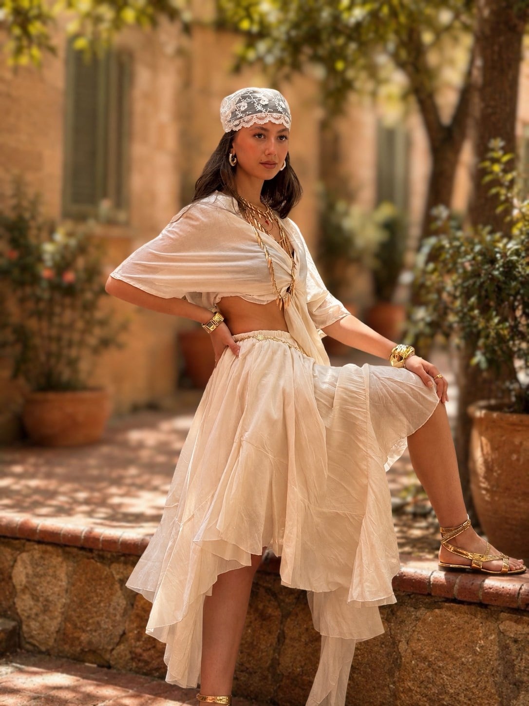 AN10746 STELLA BOLEROLU ASİMETRİK HAM BOHEM TAKIM