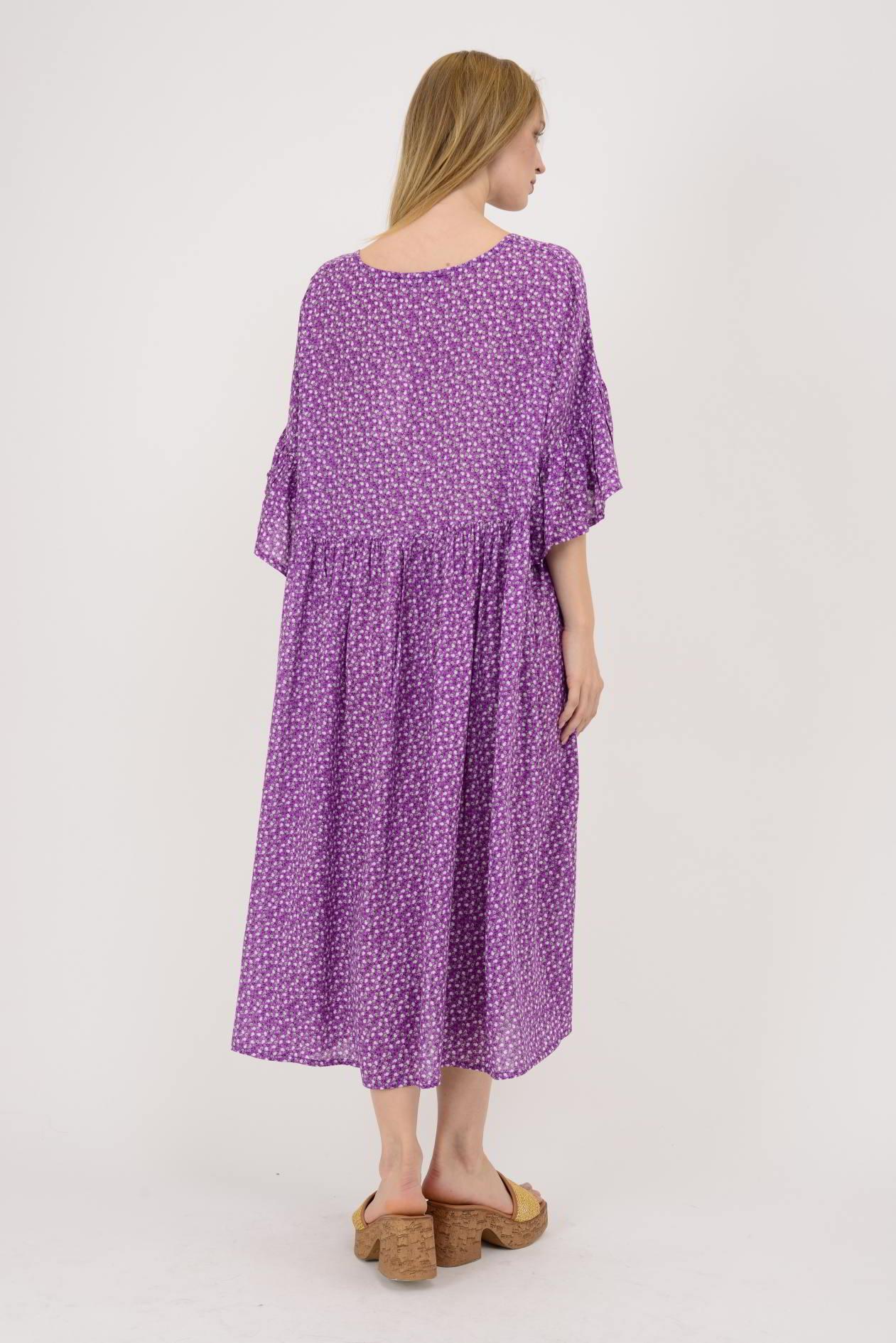 AN136 ÇITIR ÇİÇEK DESENLİ ROBALI VOLANLI BOHO ELBİSE