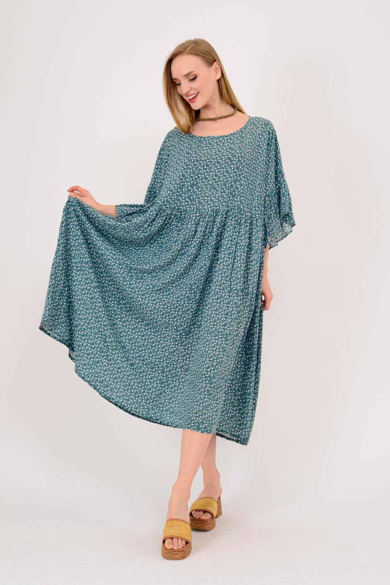 AN136 ÇITIR ÇİÇEK DESENLİ ROBALI VOLANLI BOHO ELBİSE