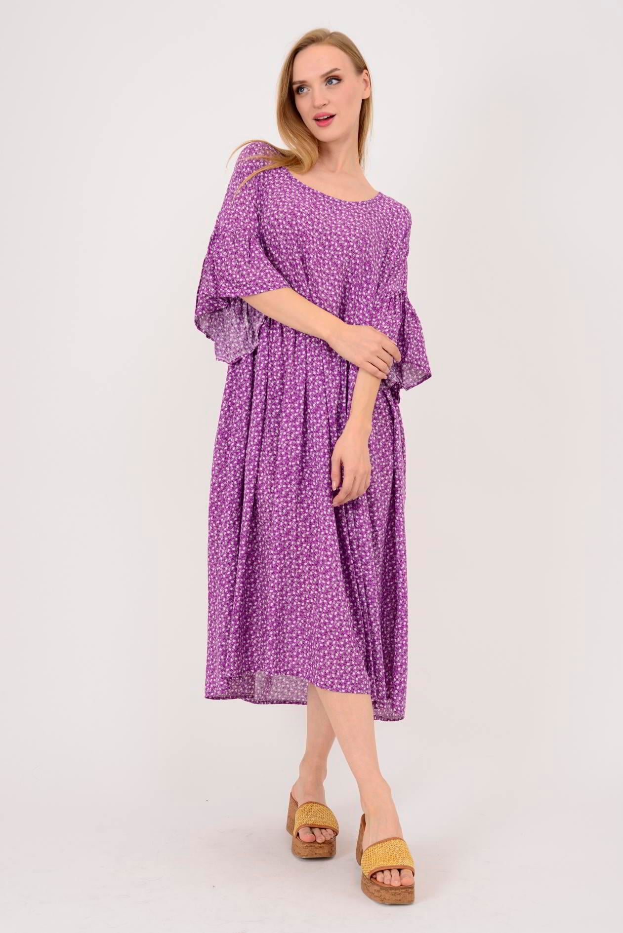 AN136 ÇITIR ÇİÇEK DESENLİ ROBALI VOLANLI BOHO ELBİSE