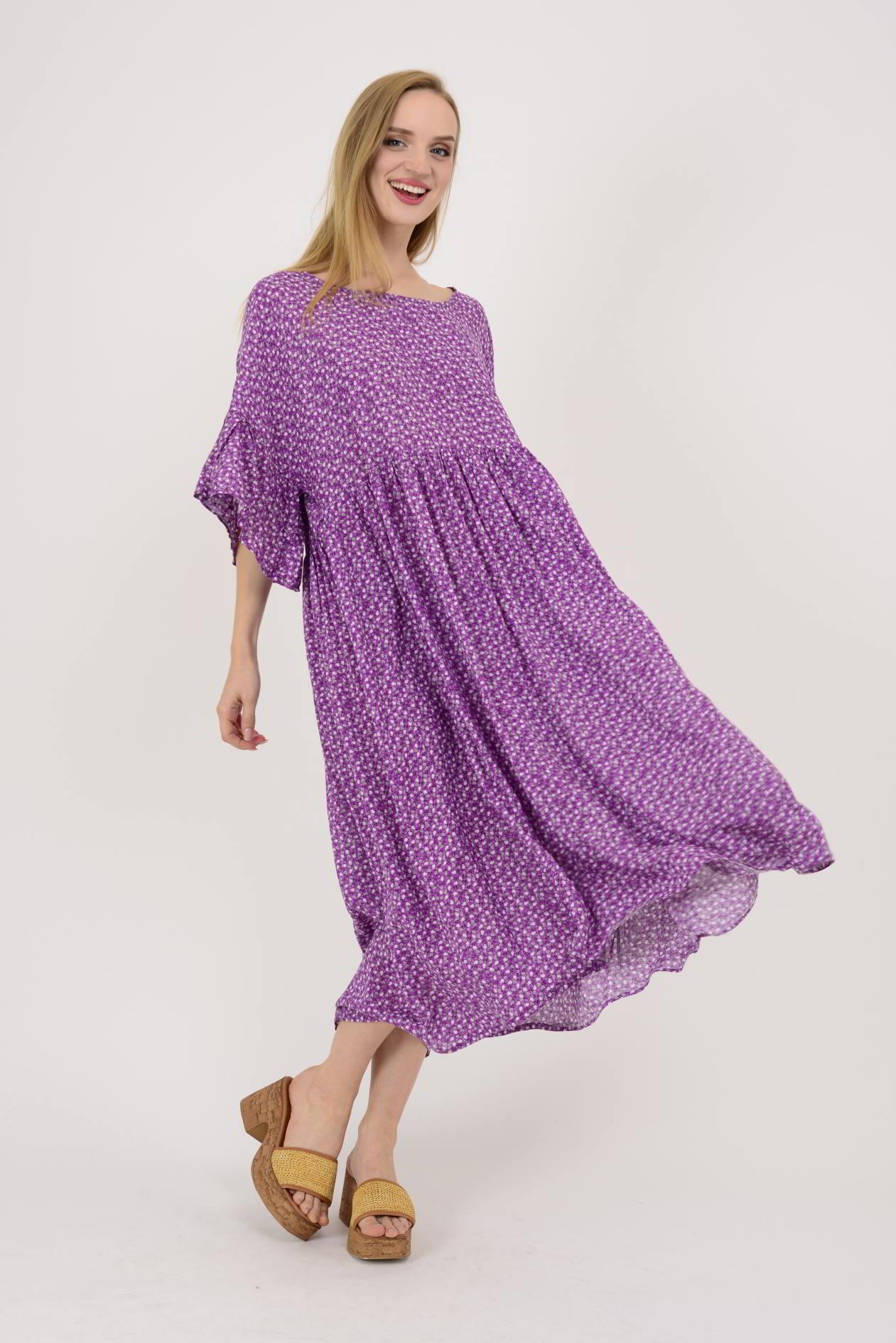 AN136 ÇITIR ÇİÇEK DESENLİ ROBALI VOLANLI BOHO ELBİSE