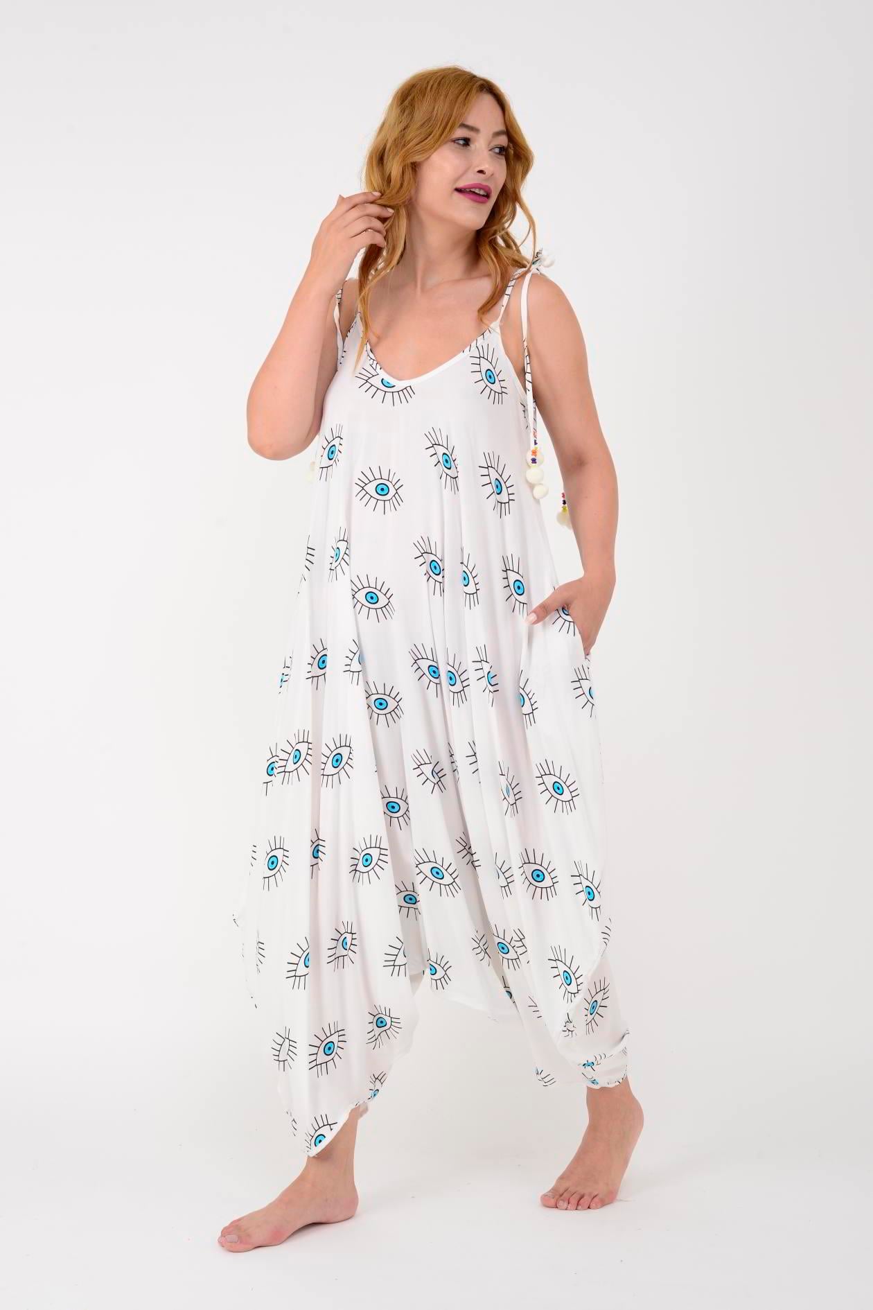 AS34 GÖZ DESENLİ PÜSKÜLLÜ BOHO TULUM