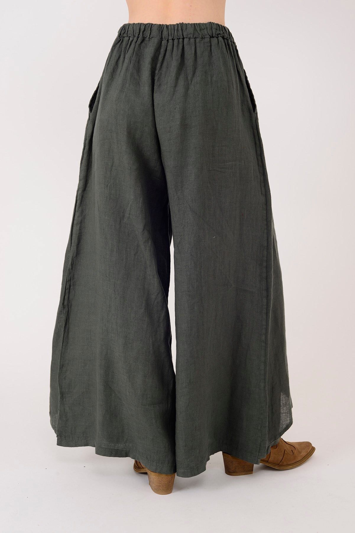 E1125 KAPAKLI KETEN PANTOLON