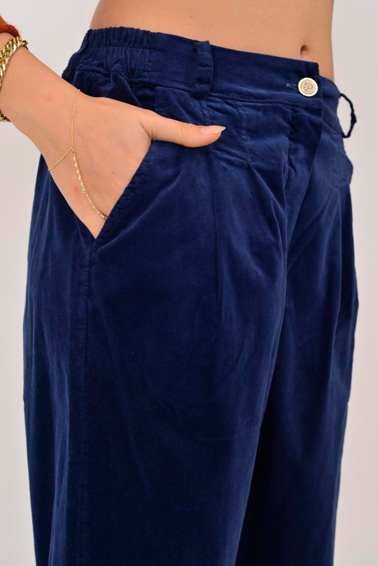 K036 DÜĞME DETAYLI KADİFE PANTOLON