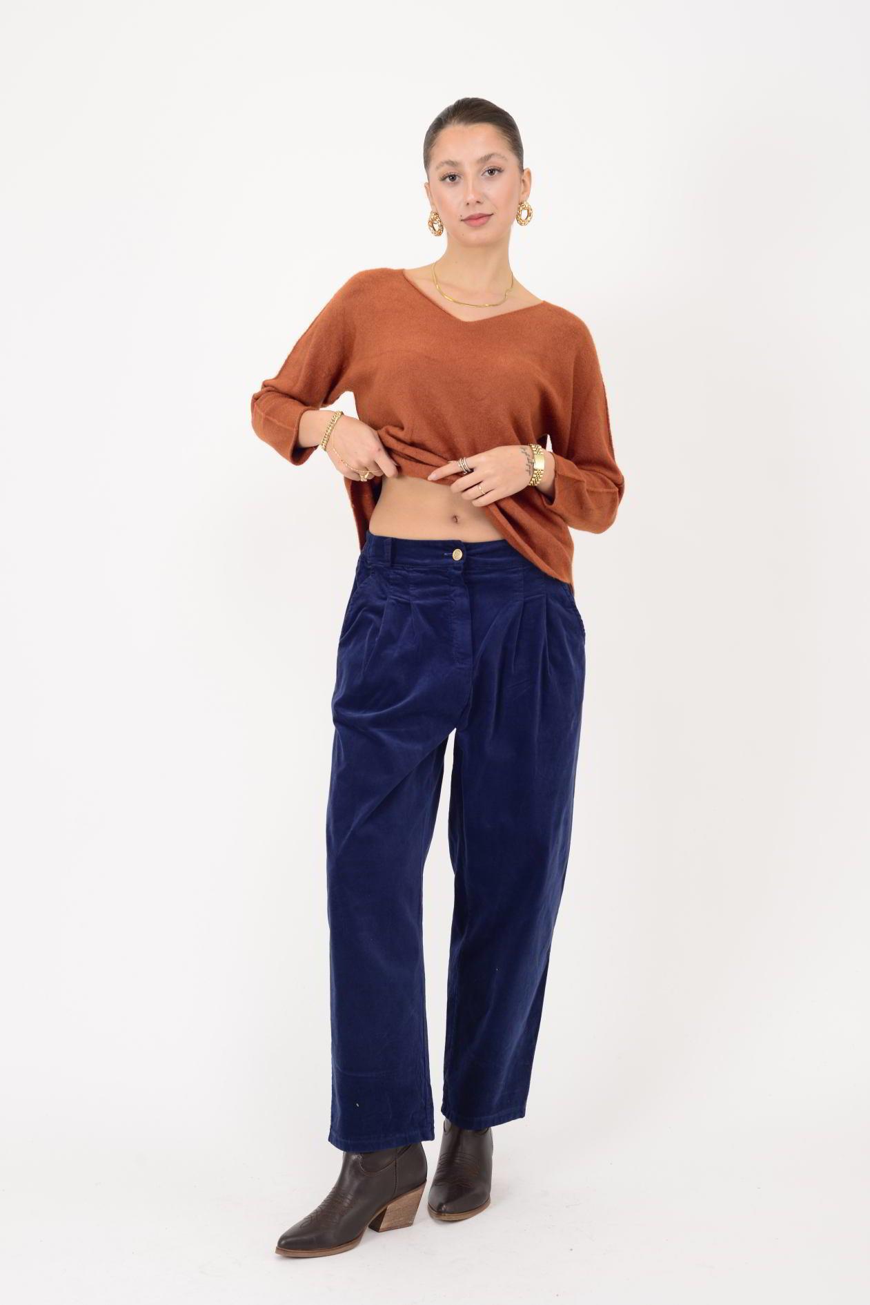 K036 DÜĞME DETAYLI KADİFE PANTOLON