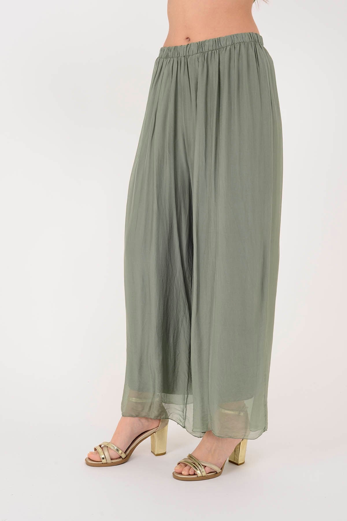 SN015 BELİ LASTİKLİ İPEK PANTOLON