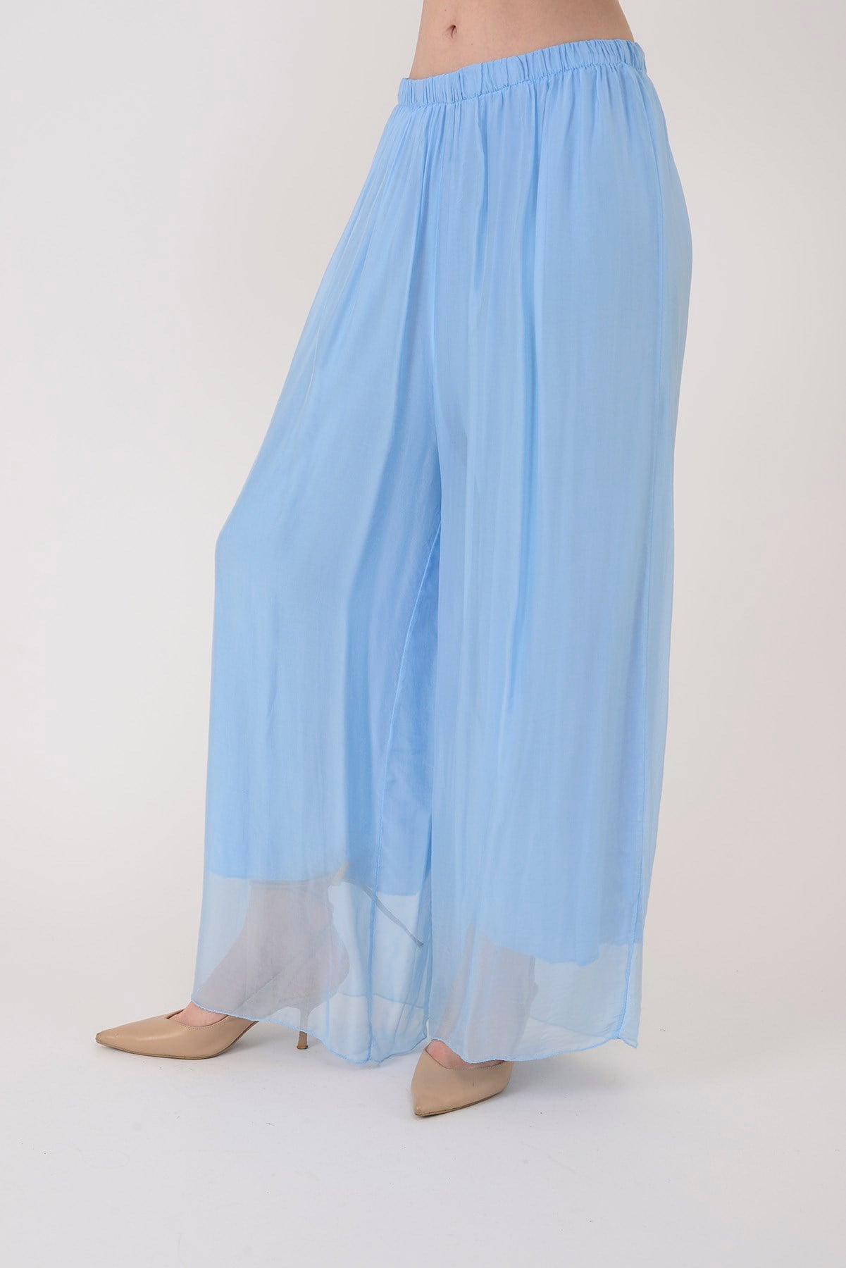 SN015 BELİ LASTİKLİ İPEK PANTOLON