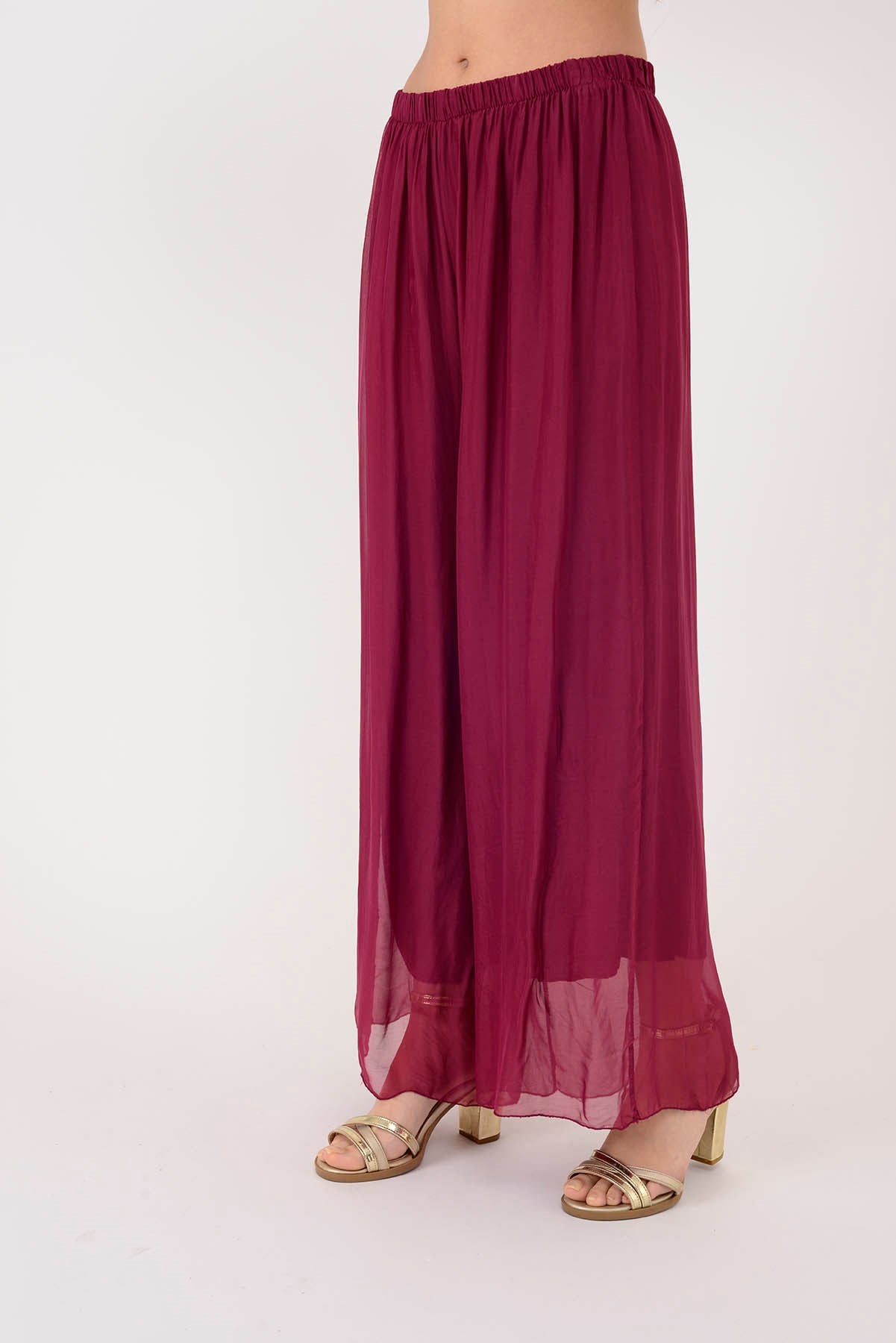 SN015 BELİ LASTİKLİ İPEK PANTOLON