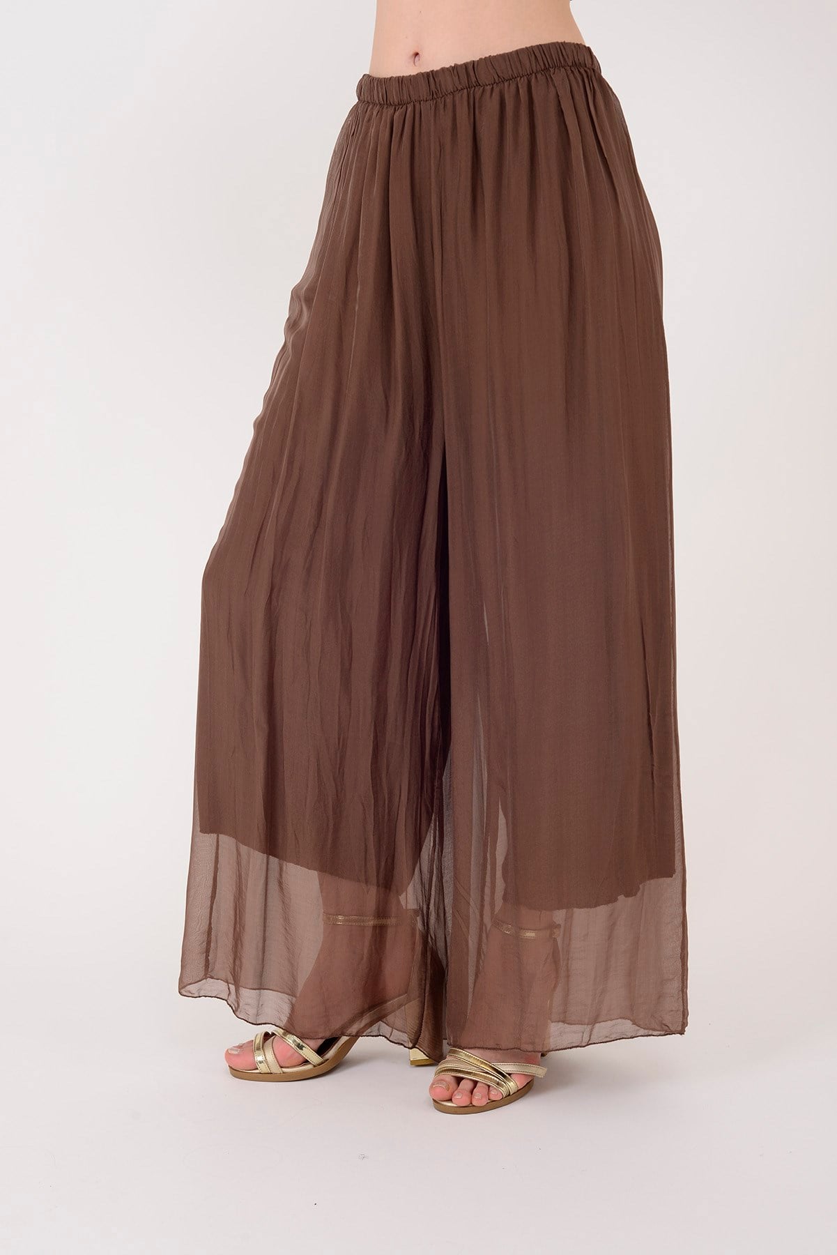 SN015 BELİ LASTİKLİ İPEK PANTOLON