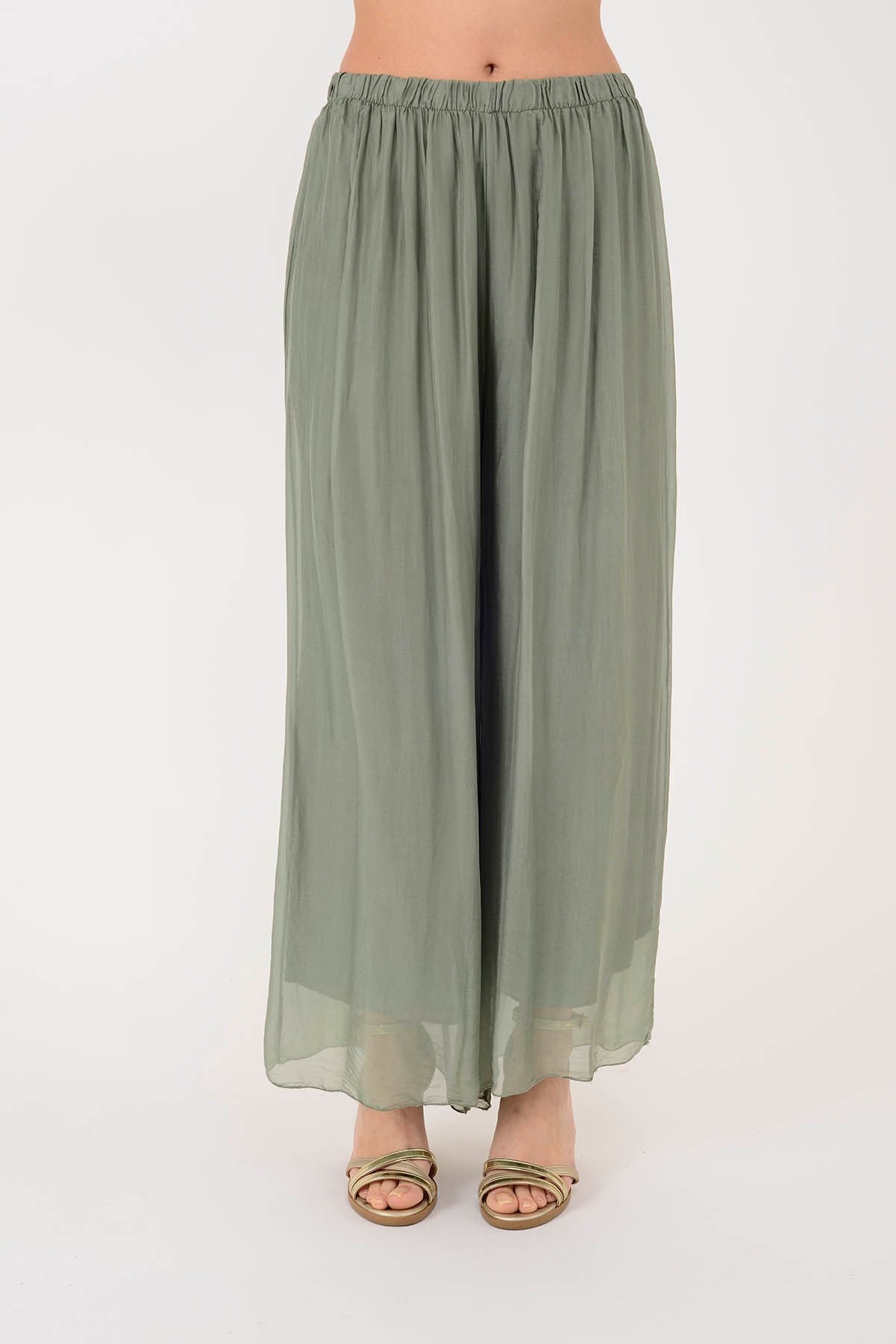 SN015 BELİ LASTİKLİ İPEK PANTOLON