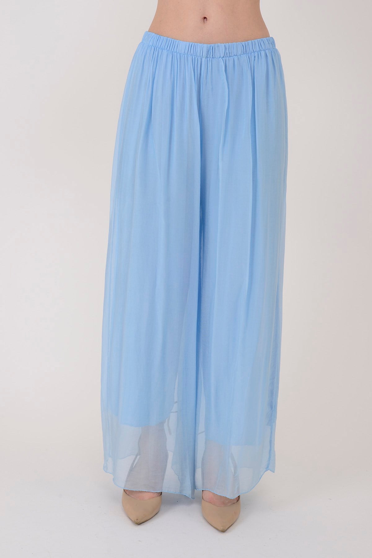 SN015 BELİ LASTİKLİ İPEK PANTOLON
