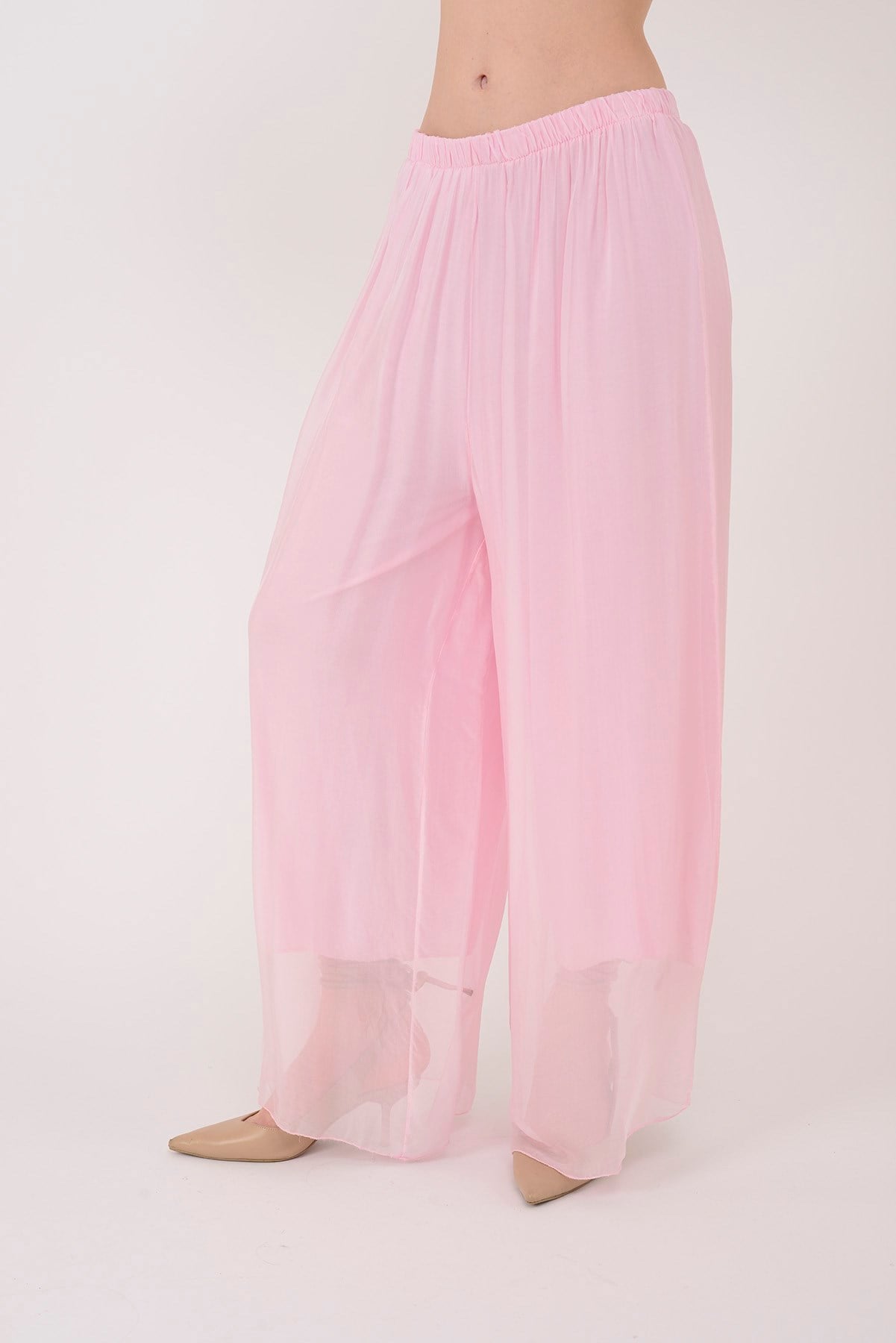 SN015 BELİ LASTİKLİ İPEK PANTOLON