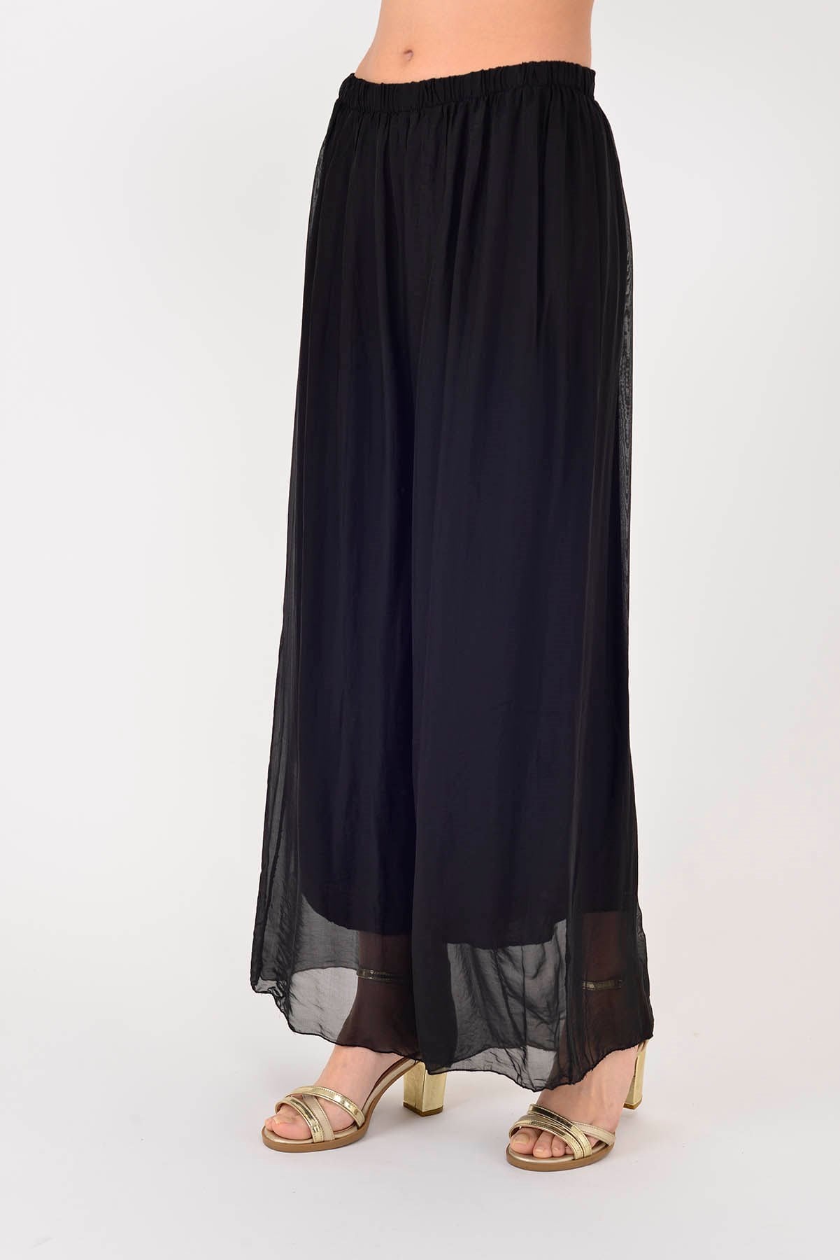SN015 BELİ LASTİKLİ İPEK PANTOLON