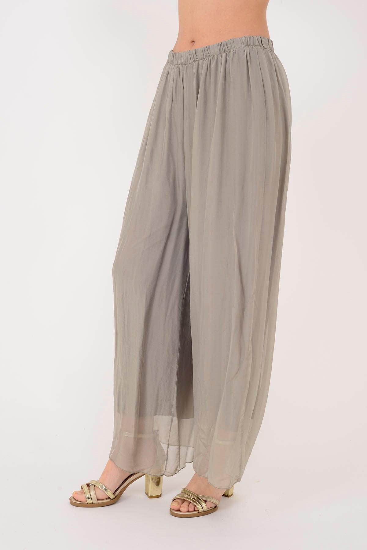 SN015 BELİ LASTİKLİ İPEK PANTOLON