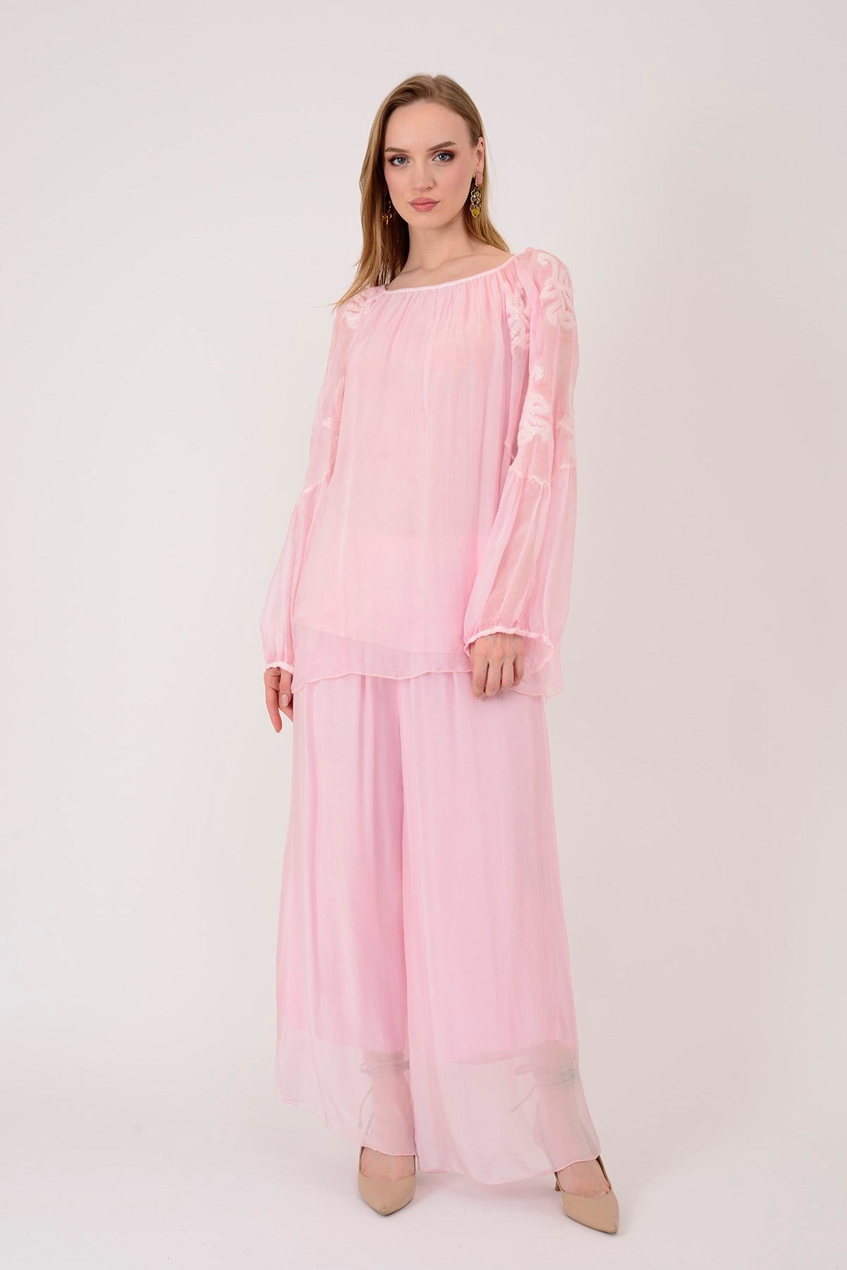 SN015 BELİ LASTİKLİ İPEK PANTOLON