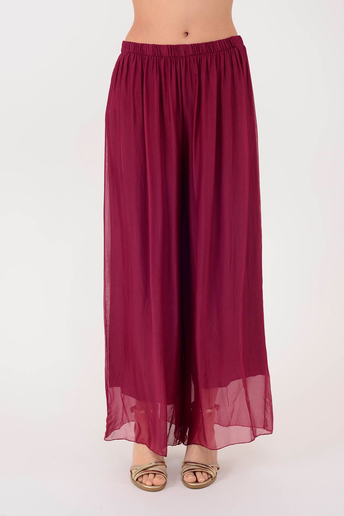 SN015 BELİ LASTİKLİ İPEK PANTOLON