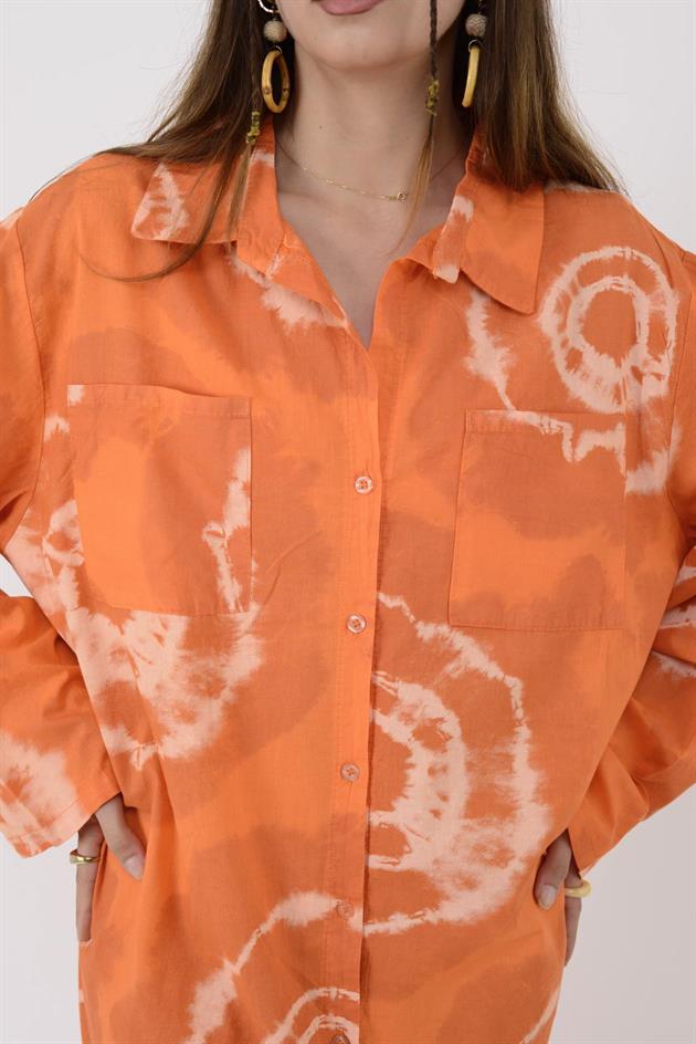 0166 BATİK DESEN GÖMLEK ELBİSE