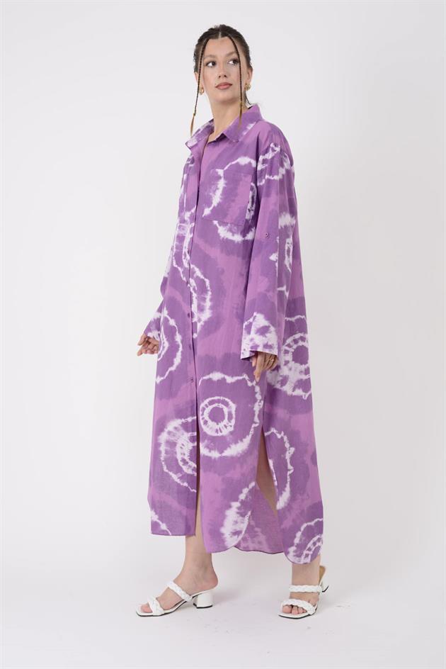 0166 BATİK DESEN GÖMLEK ELBİSE