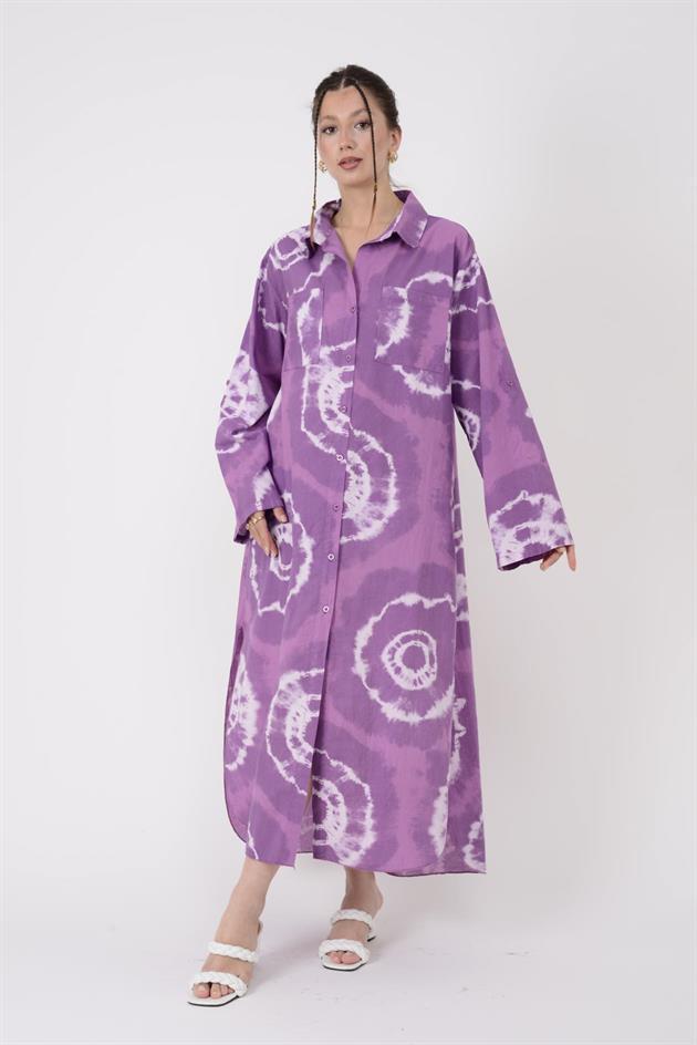 0166 BATİK DESEN GÖMLEK ELBİSE