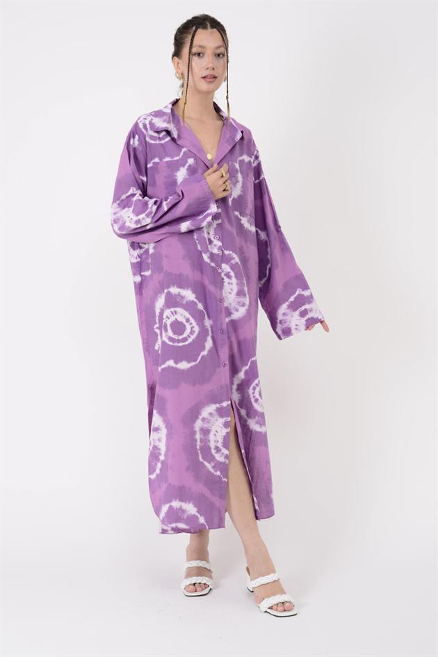 0166 BATİK DESEN GÖMLEK ELBİSE