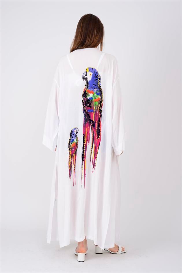 0583 PARROT PAPAĞAN DETAYLI KİMONO