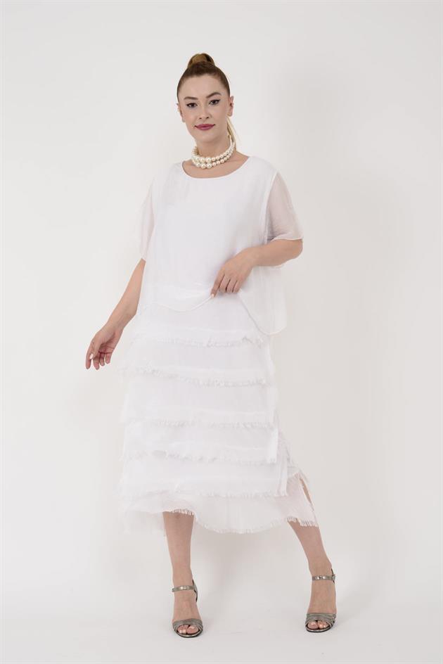 10078 KAT KAT İPEK ELBİSE