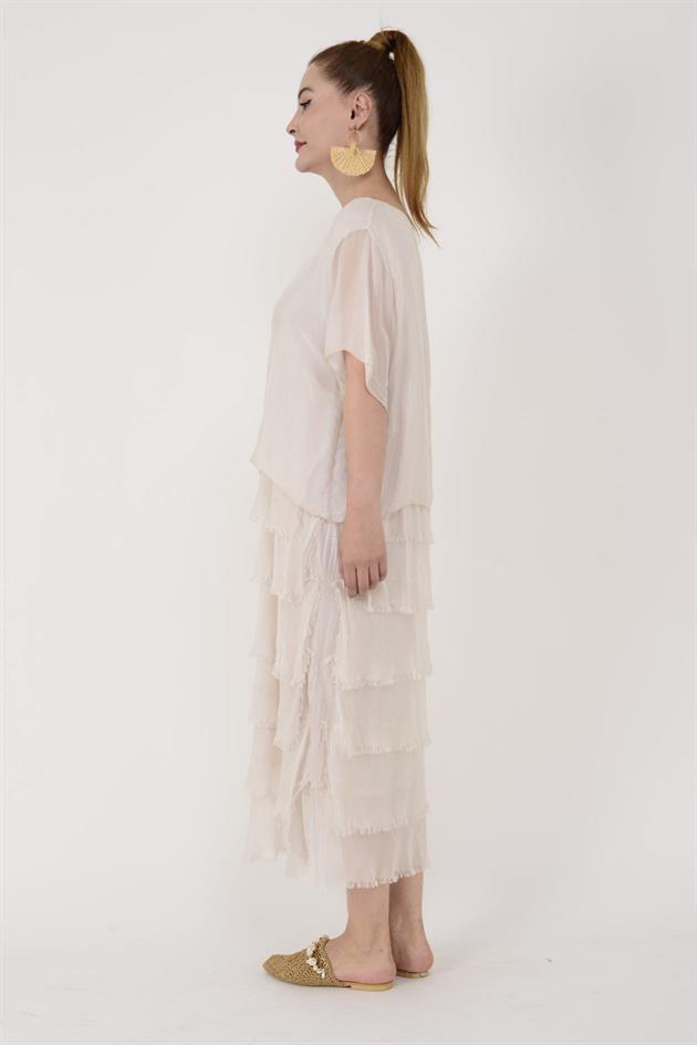 10078 KAT KAT İPEK ELBİSE