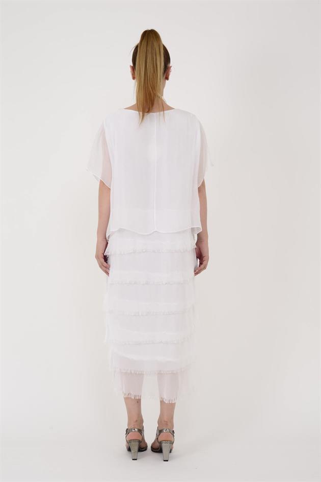 10078 KAT KAT İPEK ELBİSE