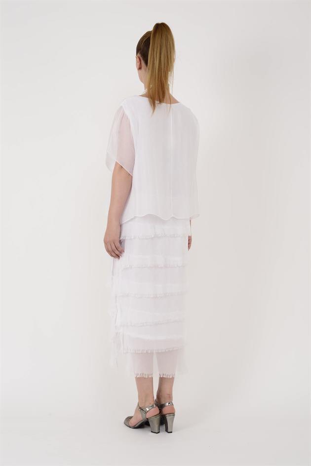 10078 KAT KAT İPEK ELBİSE