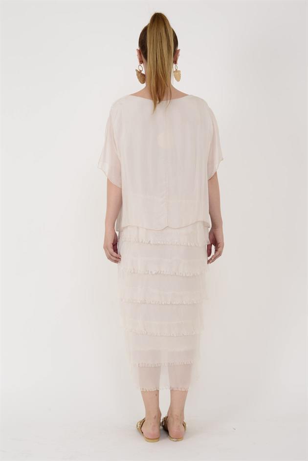 10078 KAT KAT İPEK ELBİSE